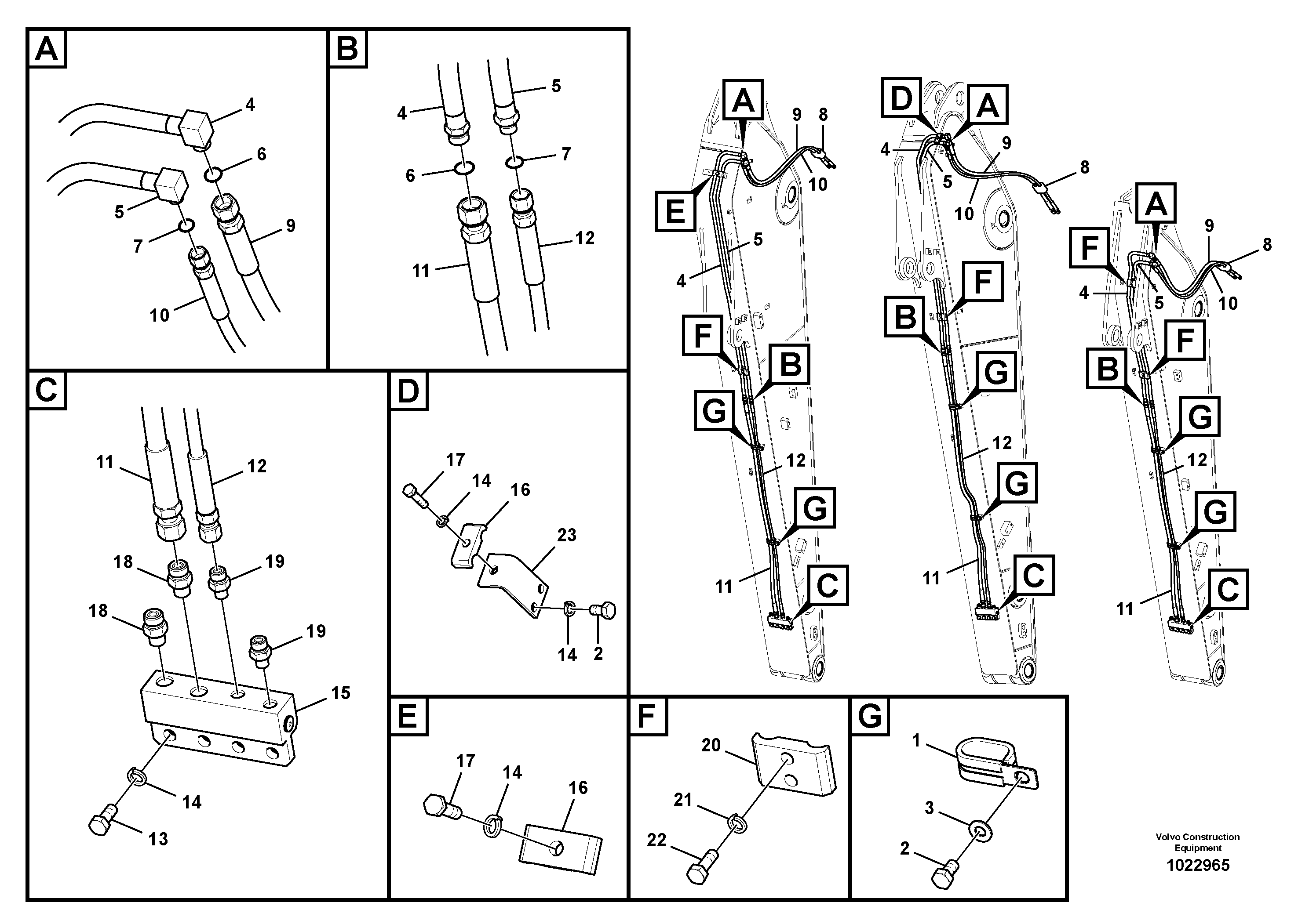 Схема запчастей Volvo EC160C - 39203 Working hydraulic, quick fit on dipper arm EC160C