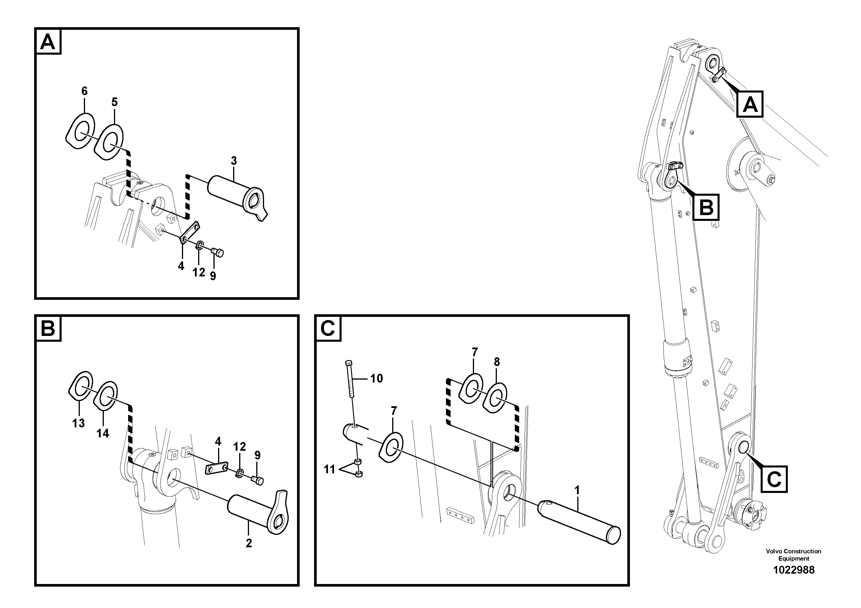 Схема запчастей Volvo EC160C - 25822 Links to dipper arm EC160C