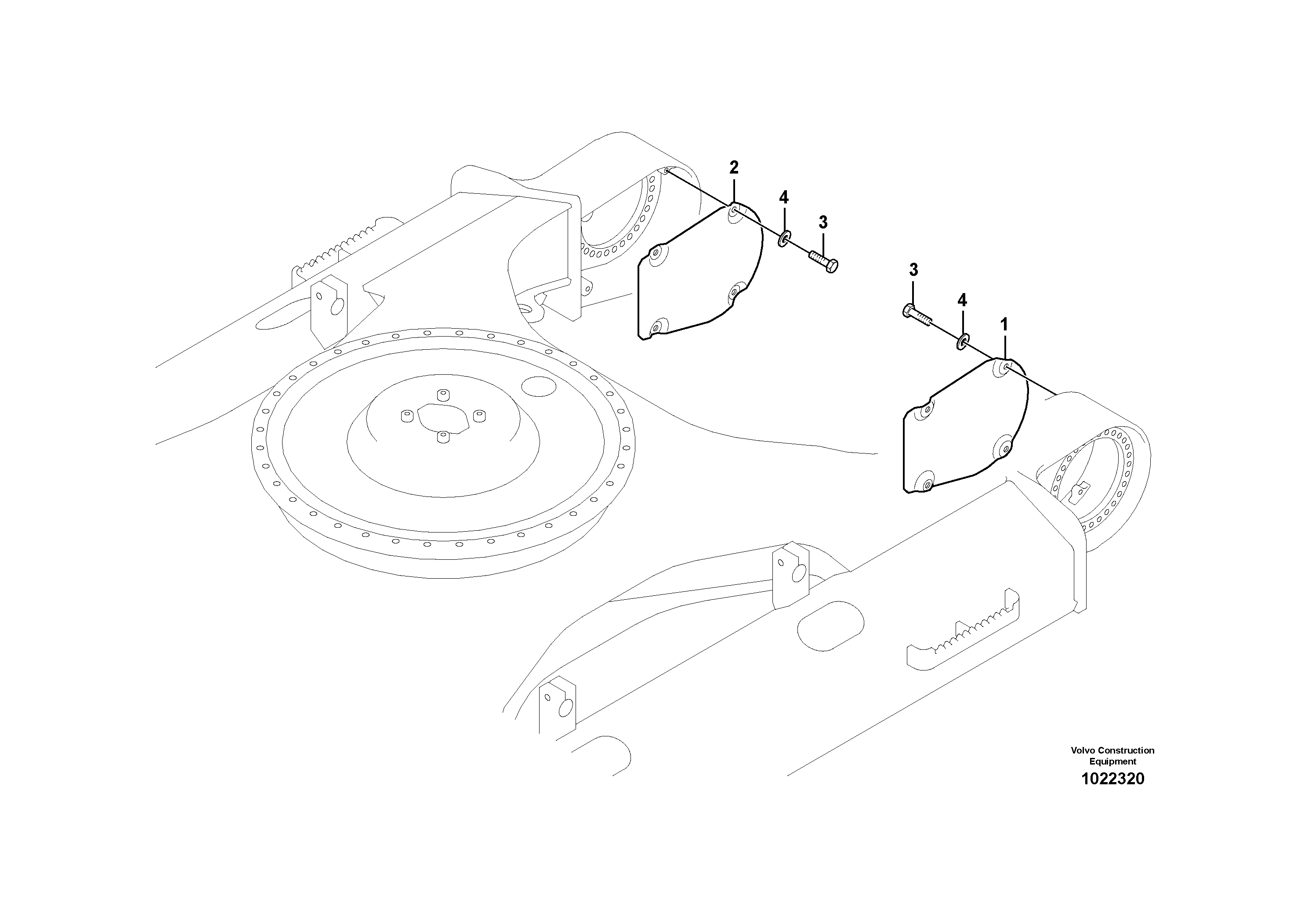 Схема запчастей Volvo EC160C - 10147 Protective plate for travel motor EC160C