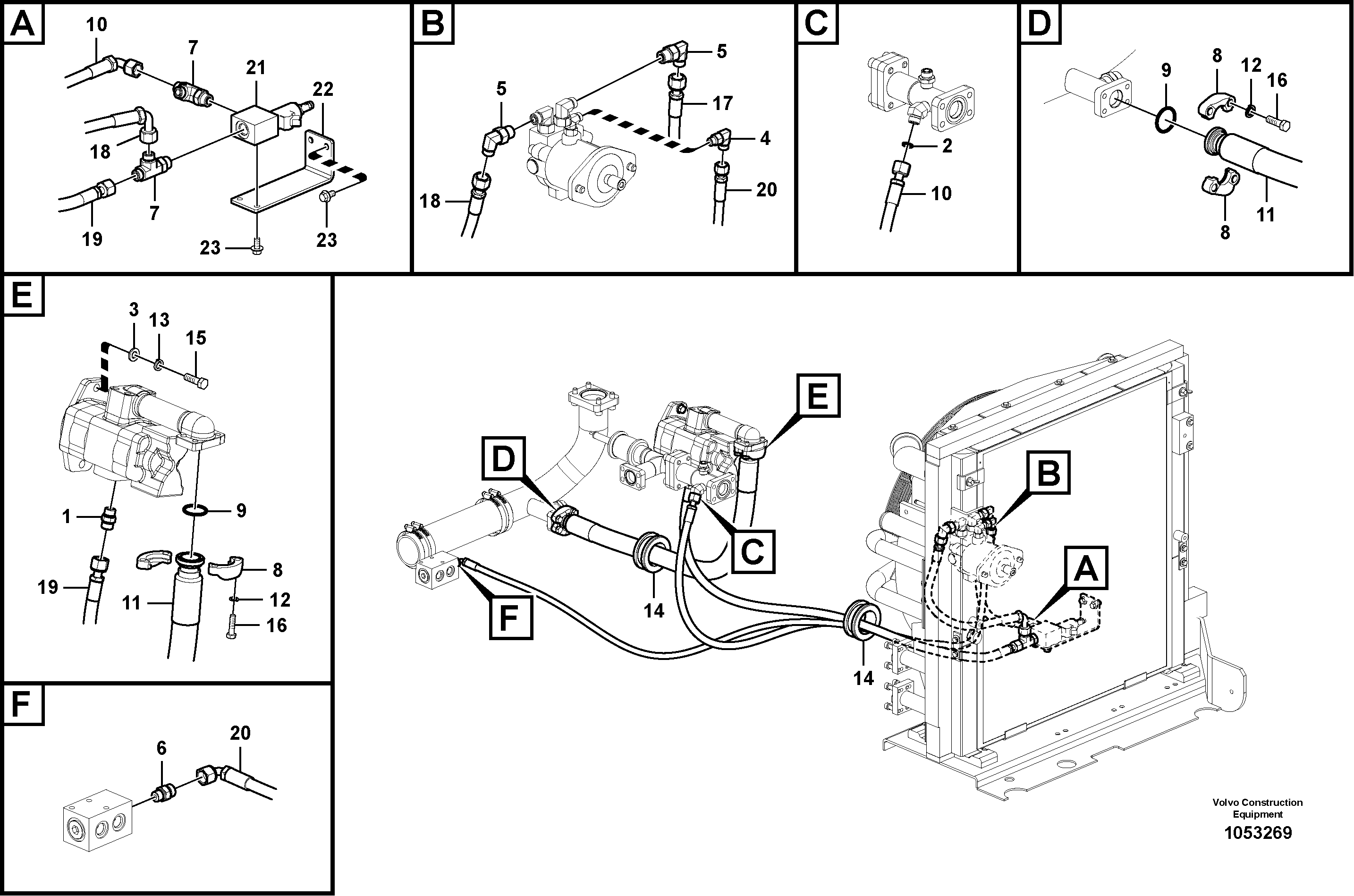 Схема запчастей Volvo EC160C - 95862 Гидравлика, система масляного охлаждения EC160C