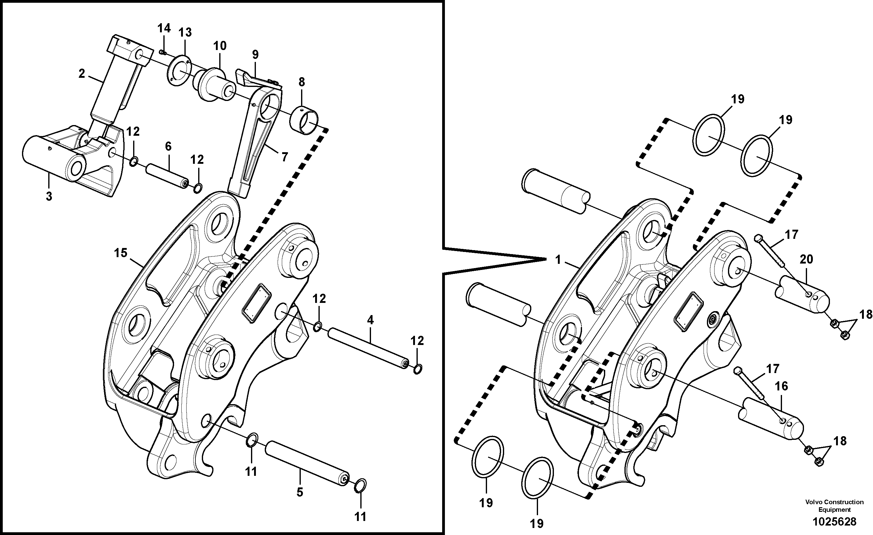 Схема запчастей Volvo EC235C - 62288 Attachment bracket, quickfit EC235C