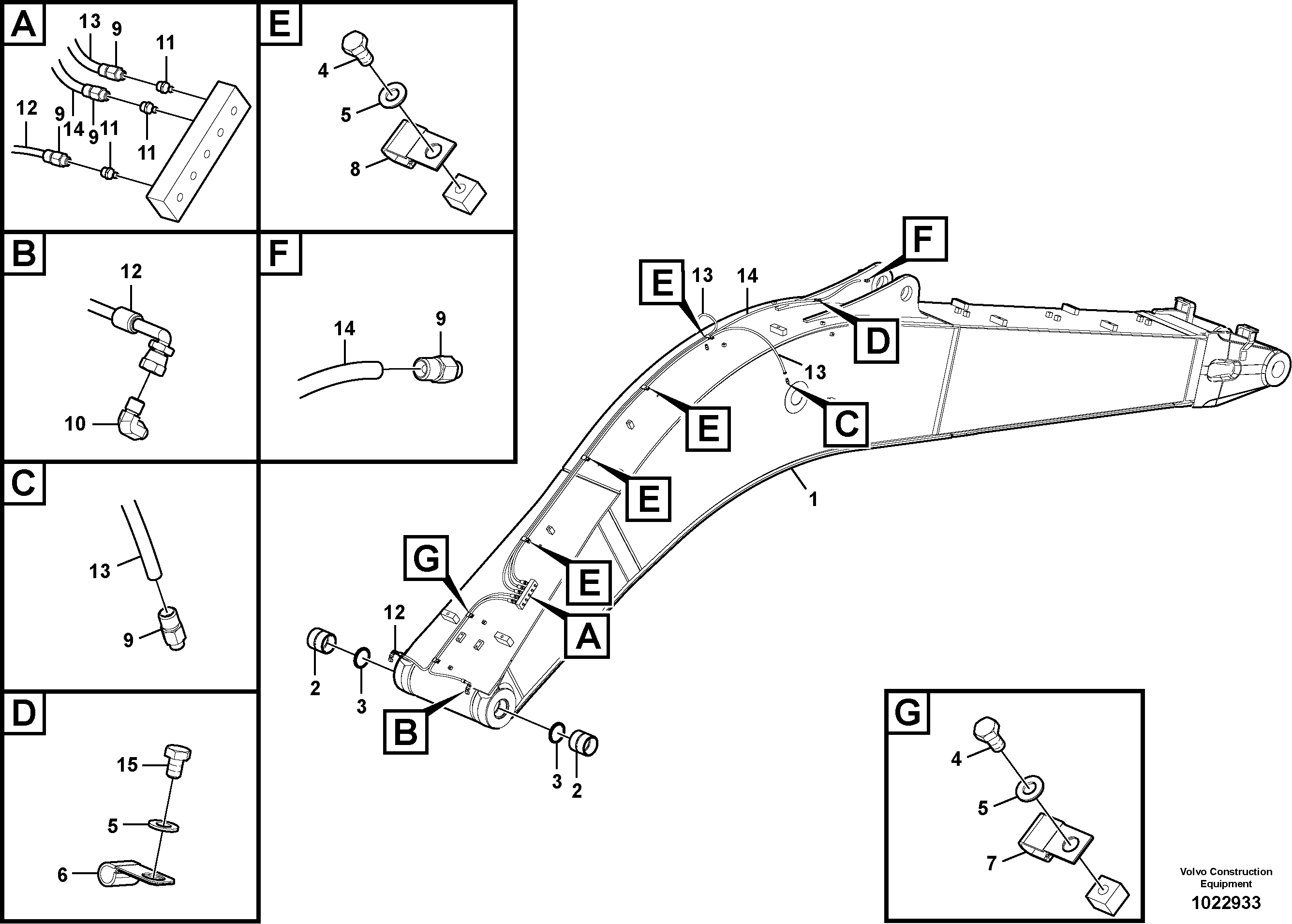 Схема запчастей Volvo EC235C - 60898 Boom and grease piping EC235C