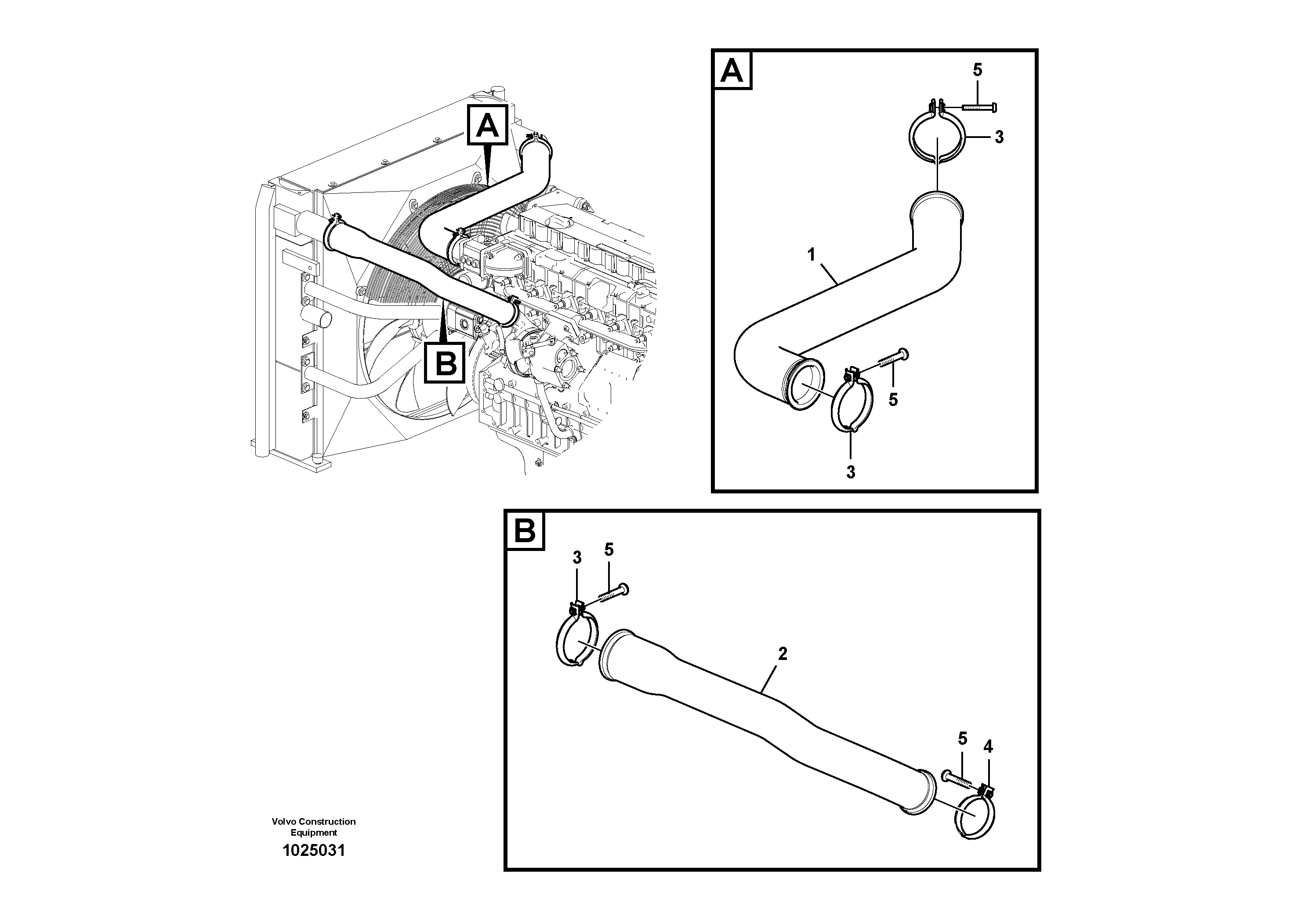 Схема запчастей Volvo EC235C - 46460 Charge air cooler, plumbing EC235C
