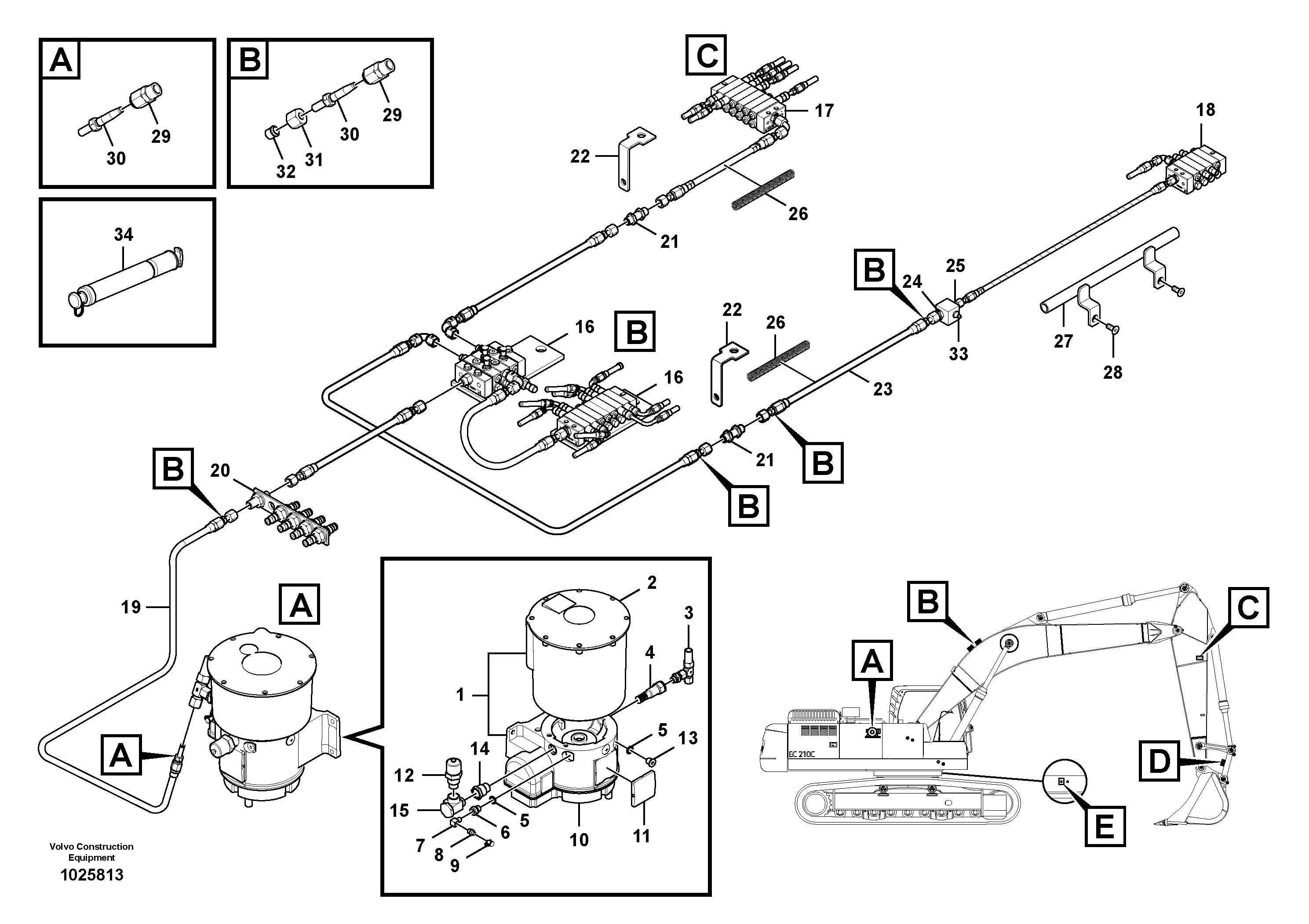 Схема запчастей Volvo EC235C - 54584 Automatic lubrication EC235C