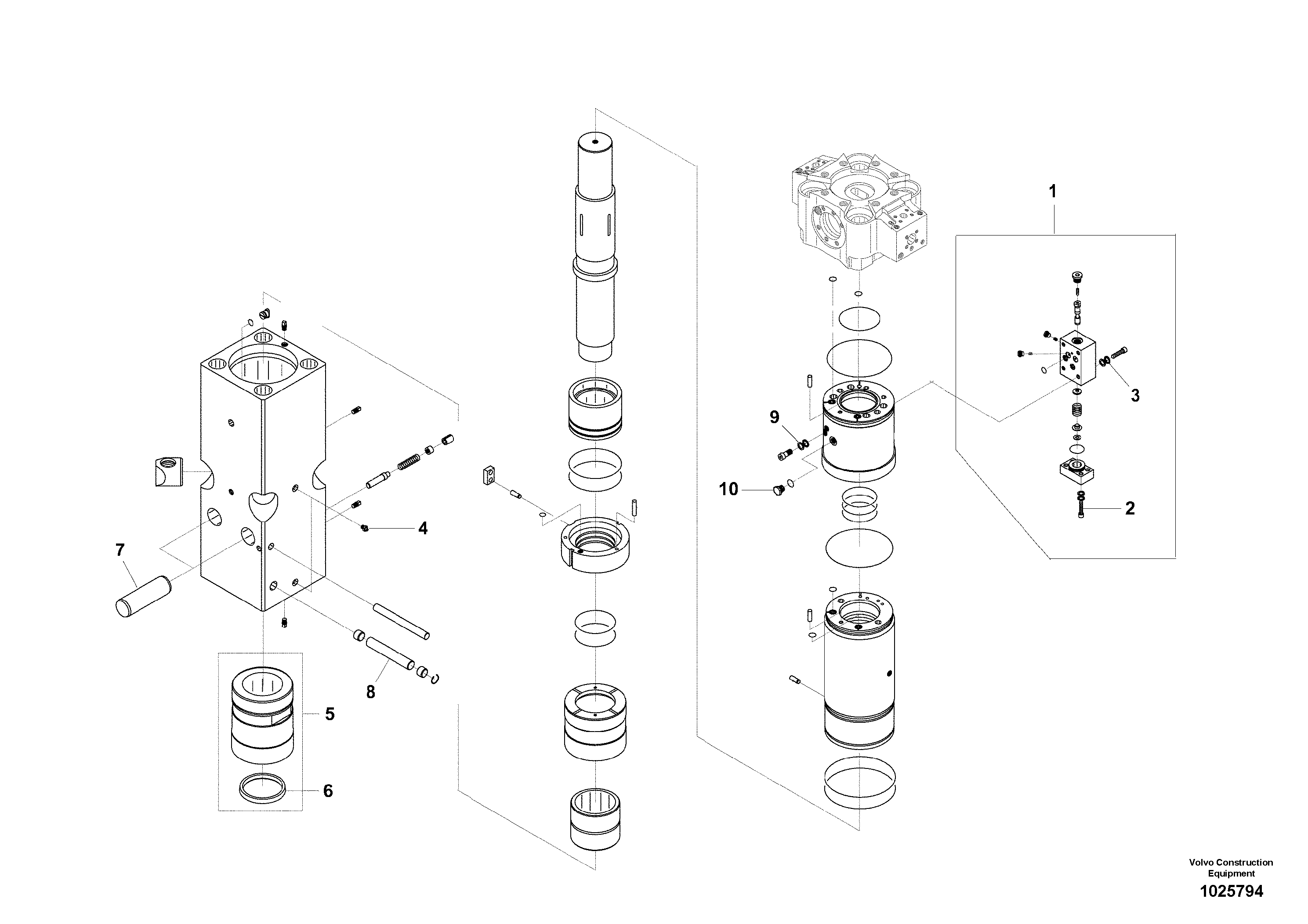 Схема запчастей Volvo ECR145C - 45385 Hydraulic Hammer, Accumulator Housing ATTACHMENTS ATTACHMENTS EXCAVATORS BUCKETS&HAMMERS, GEN. B/C