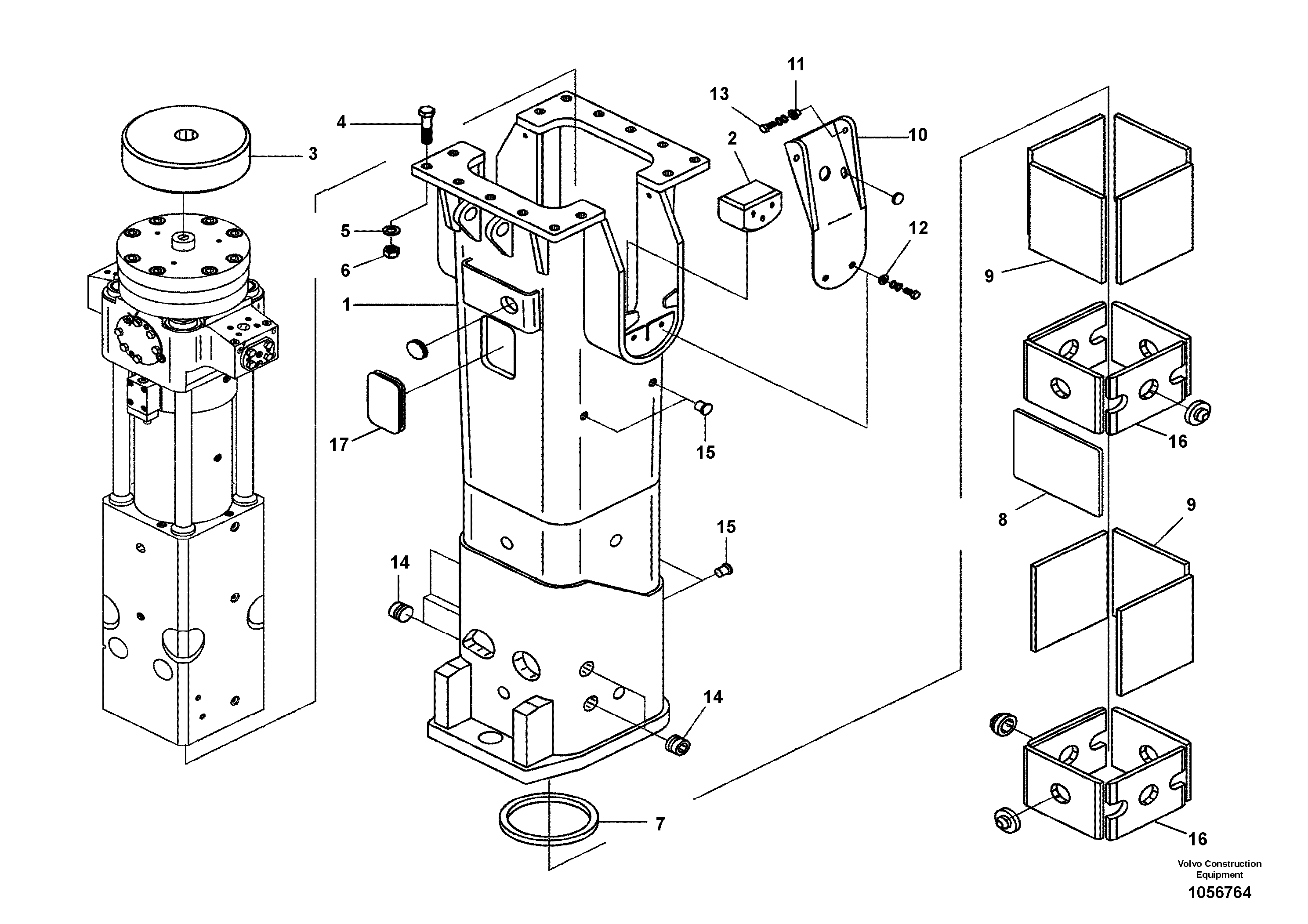 Схема запчастей Volvo ECR145C - 75056 Hydraulic Hammer, Housing ATTACHMENTS ATTACHMENTS EXCAVATORS BUCKETS&HAMMERS, GEN. B/C