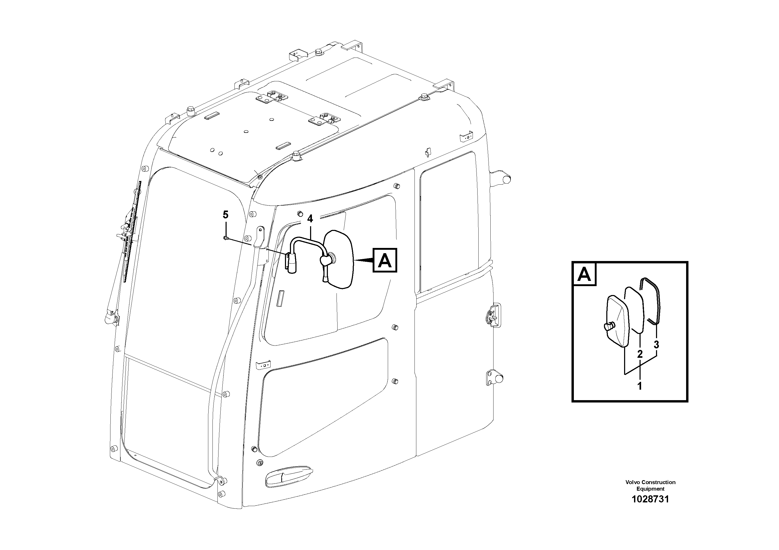 Схема запчастей Volvo ECR145C - 79552 Rear view mirror ECR145C