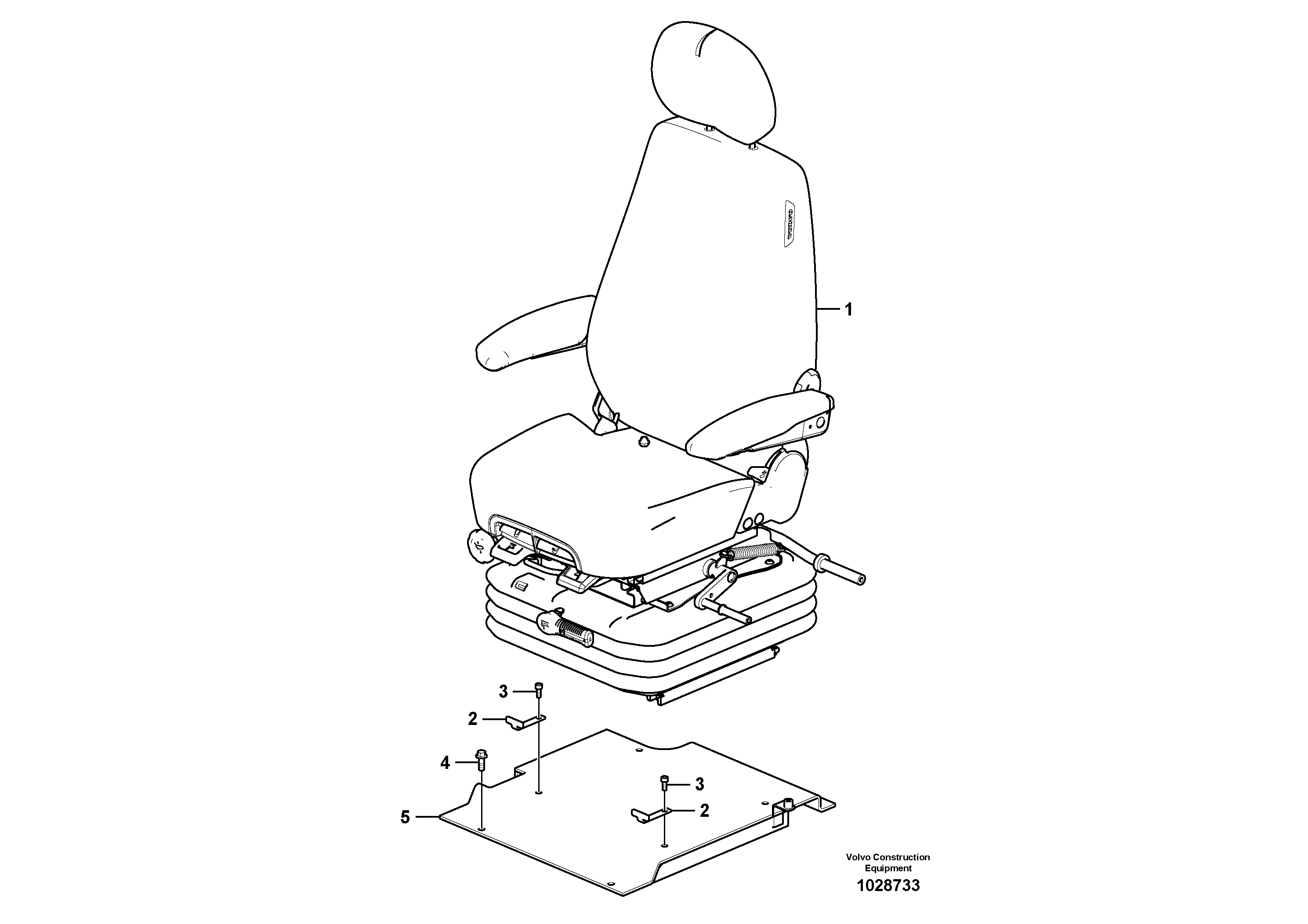 Схема запчастей Volvo ECR145C - 53958 Operator seat with fitting parts ECR145C