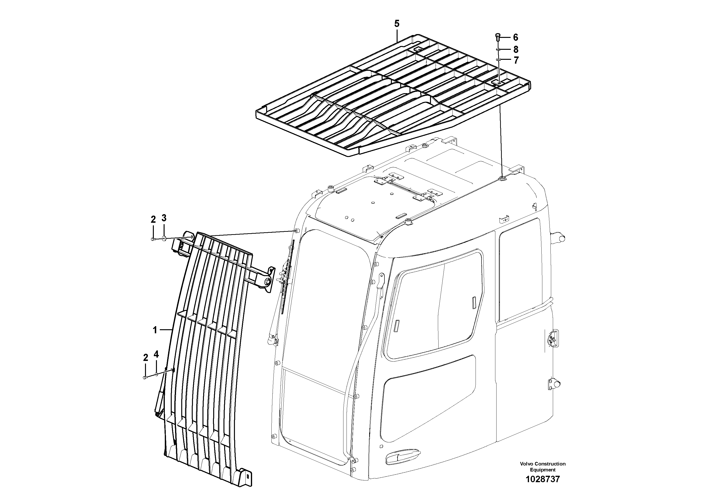 Схема запчастей Volvo ECR145C - 53962 Falling object guards ECR145C