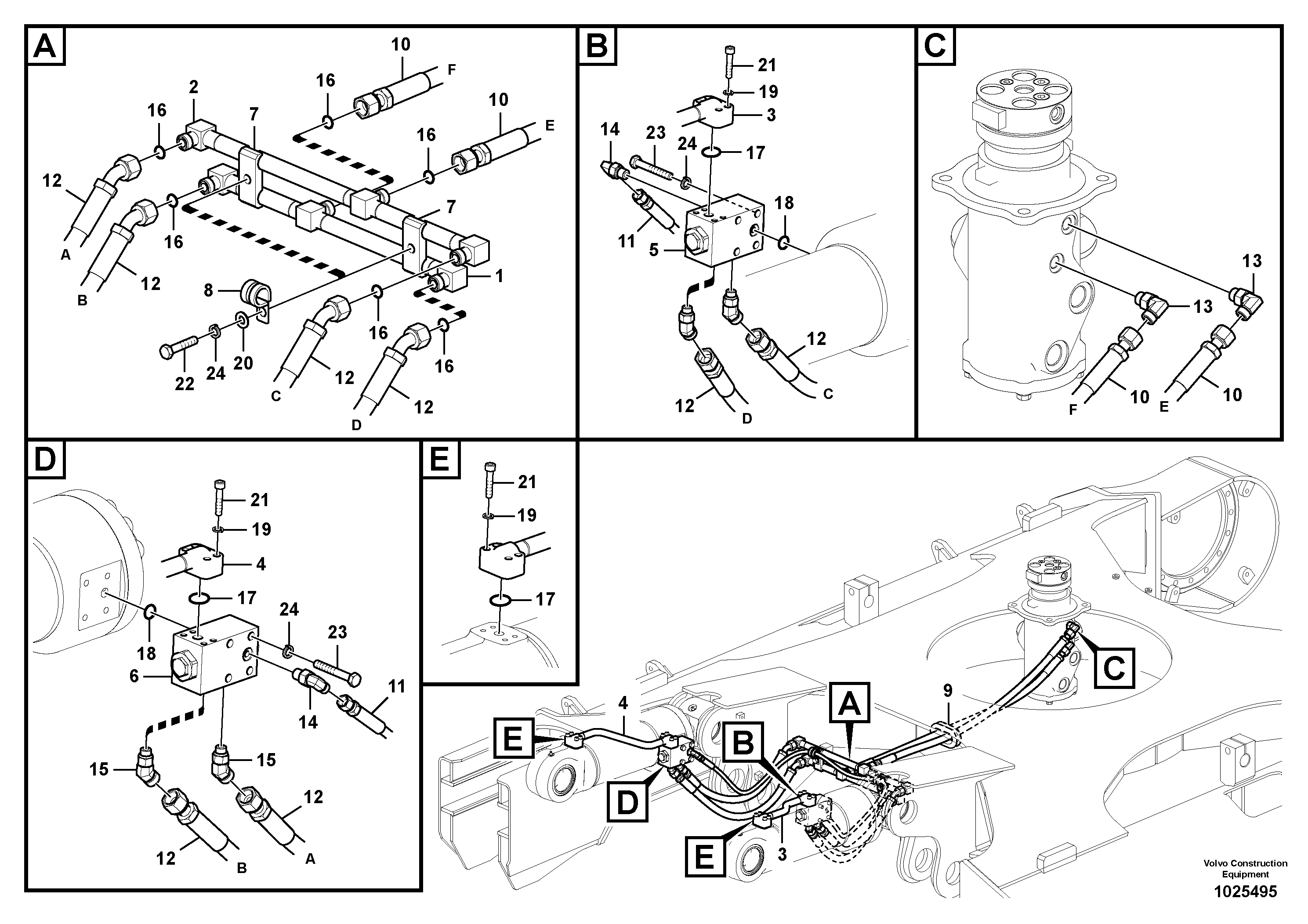 Схема запчастей Volvo ECR145C - 44987 Working hydraulic, dozer blade ECR145C