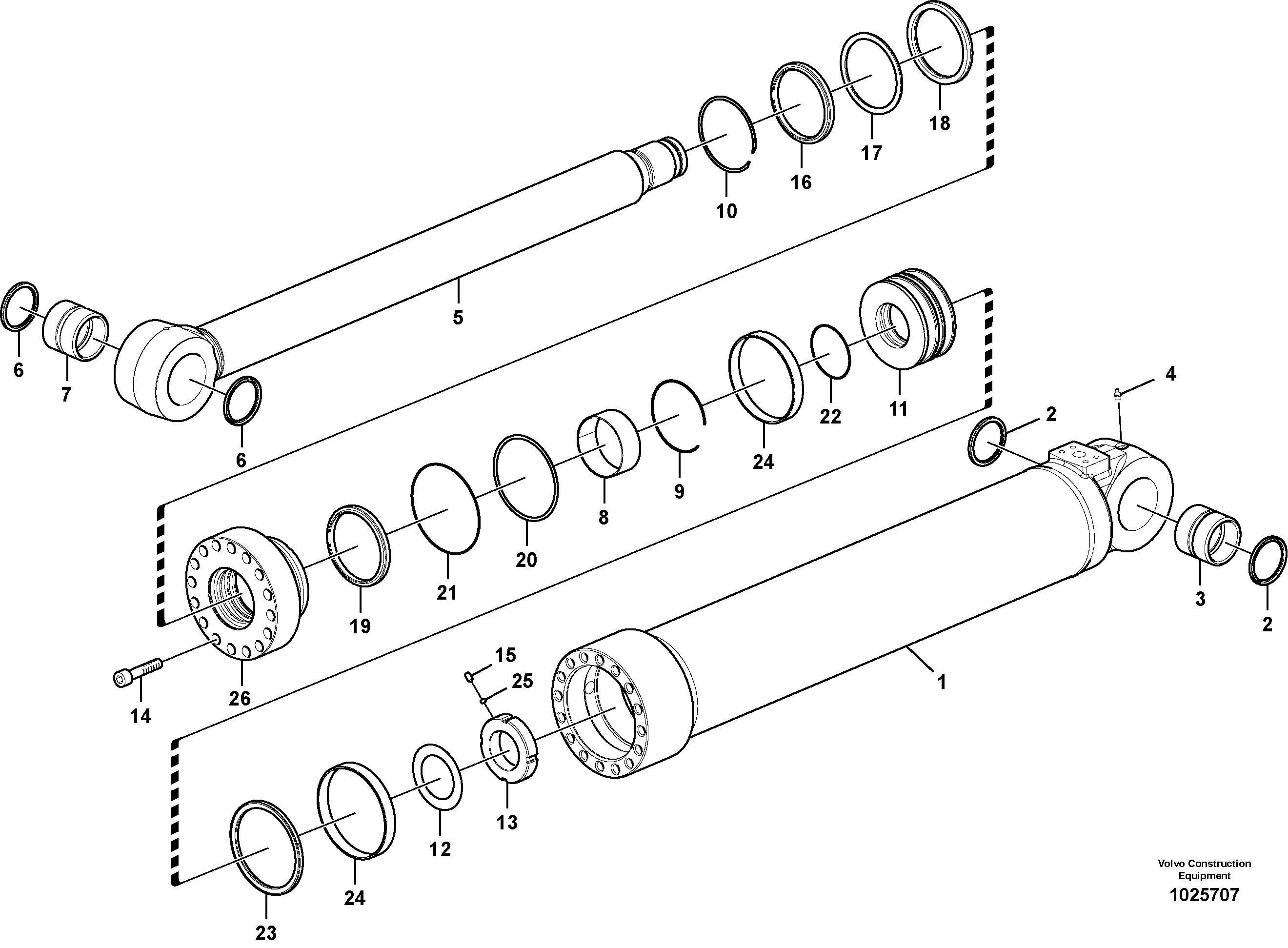 Схема запчастей Volvo ECR145C - 60547 Boom cylinder, adjustable 1st ECR145C