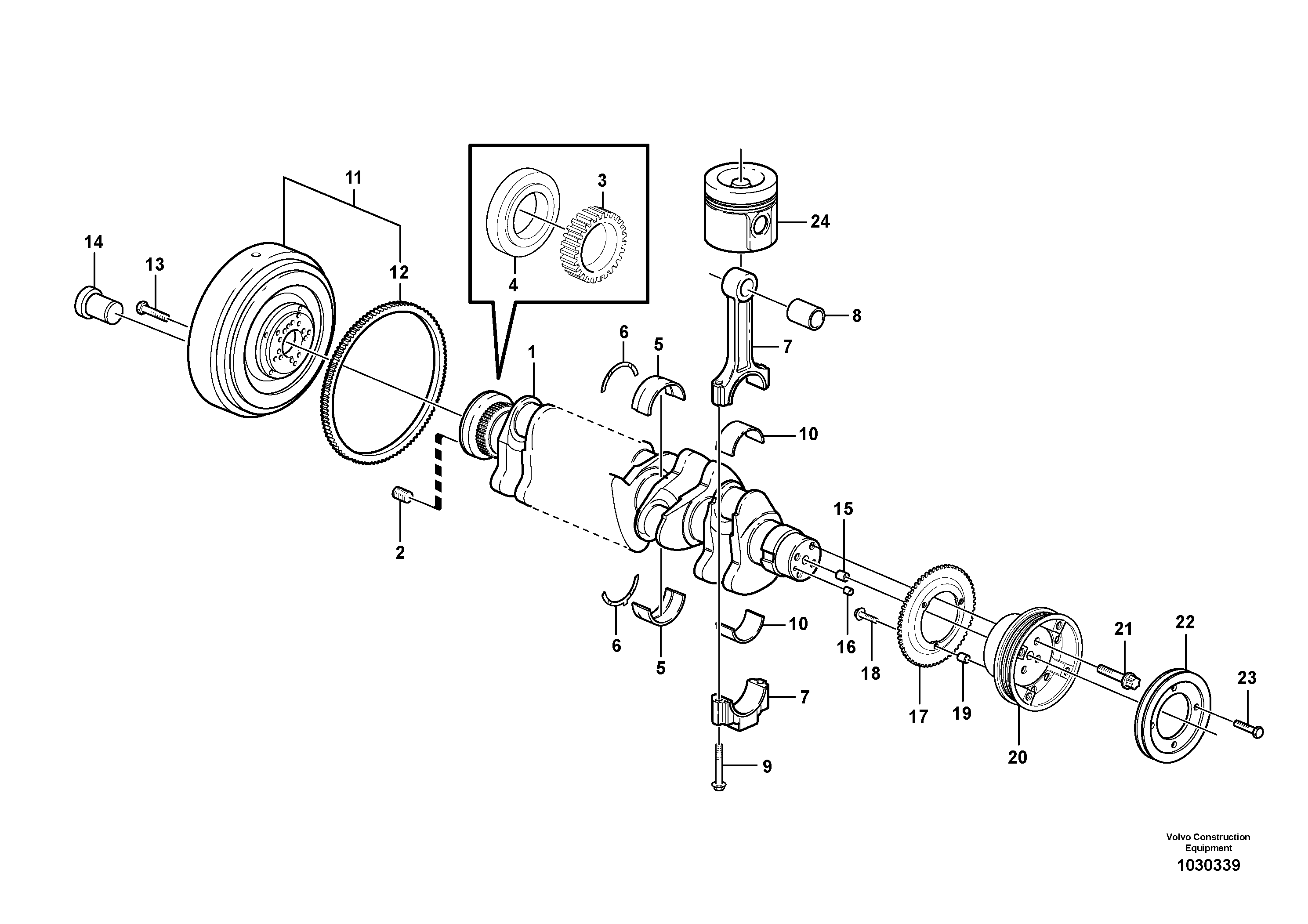 Схема запчастей Volvo ECR145C - 77841 Crankshaft and related parts ECR145C