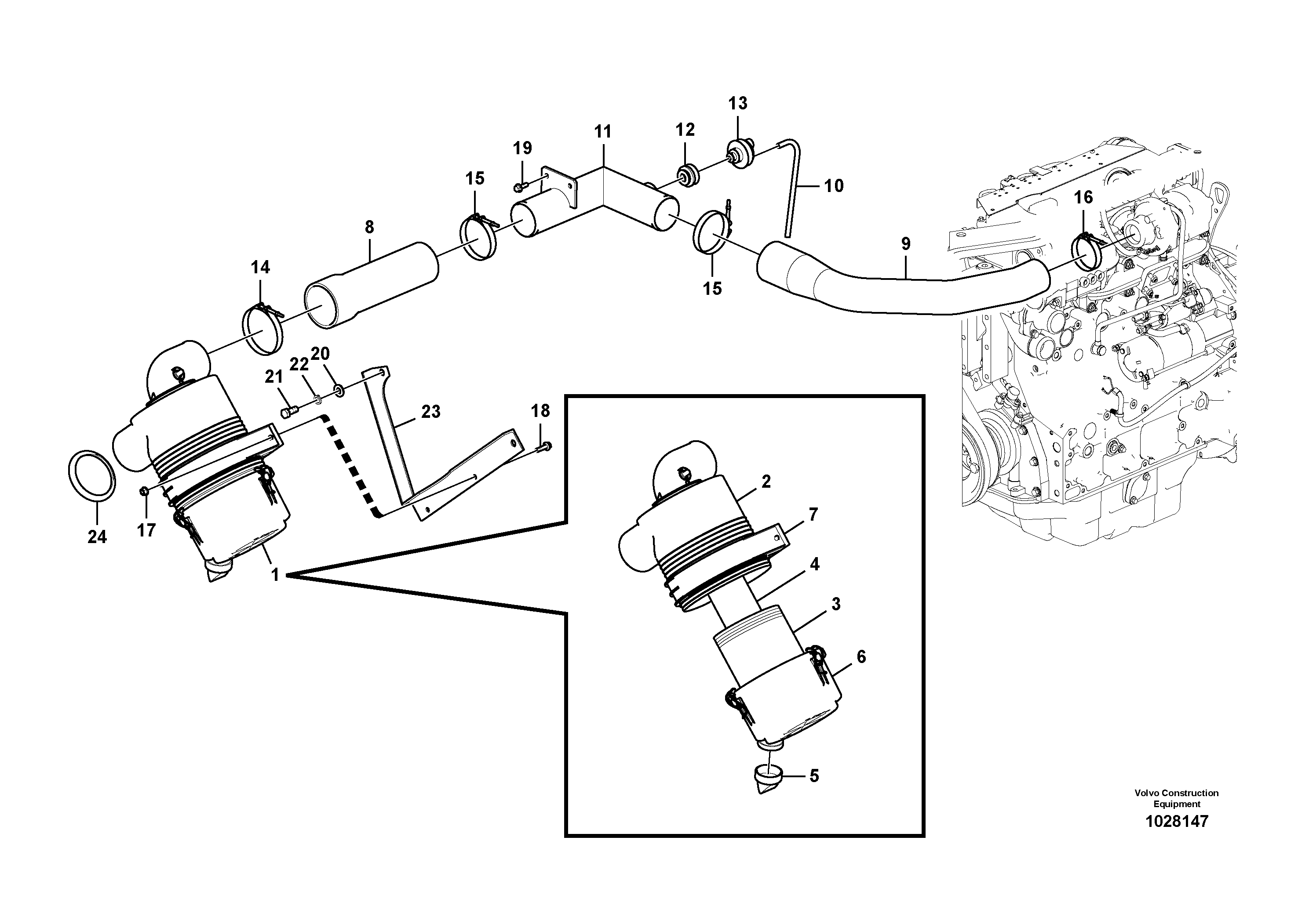 Схема запчастей Volvo ECR145C - 88920 Система впуска ECR145C