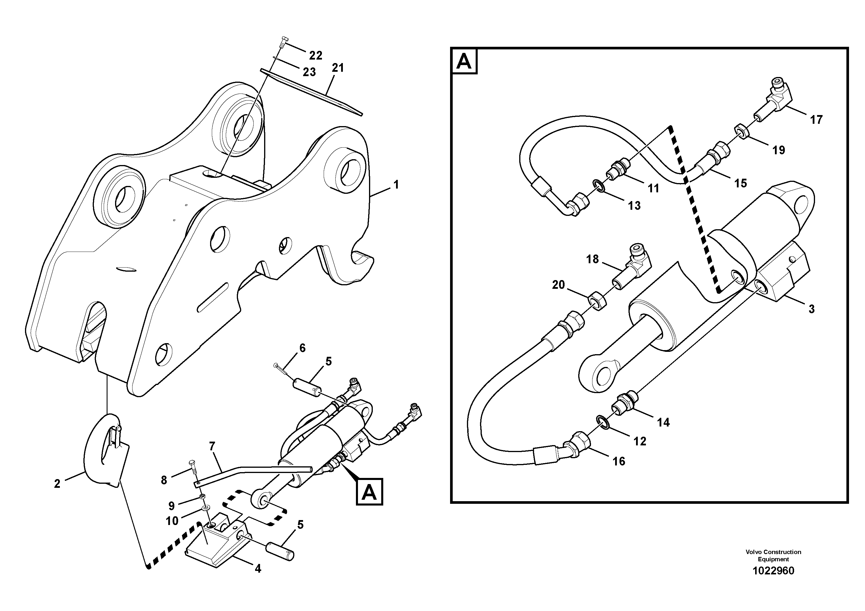 Схема запчастей Volvo ECR235C - 102086 Attachment bracket, quickfit ECR235C