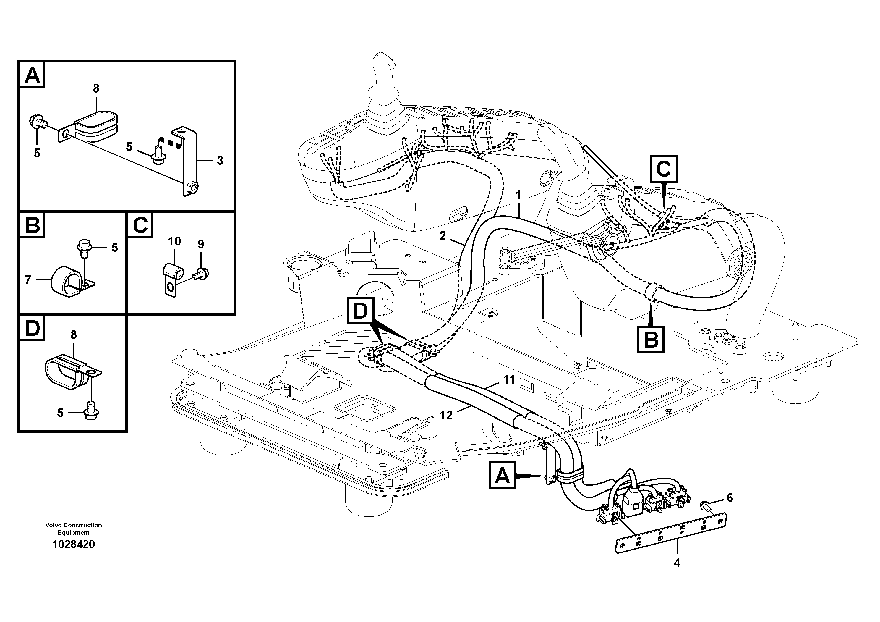 Схема запчастей Volvo ECR235C - 87345 Cable and wire harness, instrument panel ECR235C