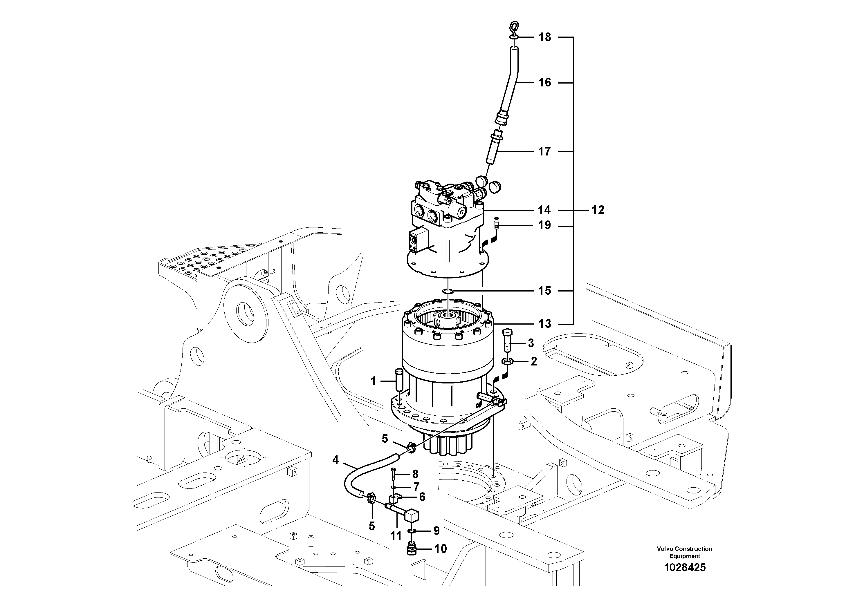 Схема запчастей Volvo ECR235C - 44806 Swing motor with mounting parts ECR235C