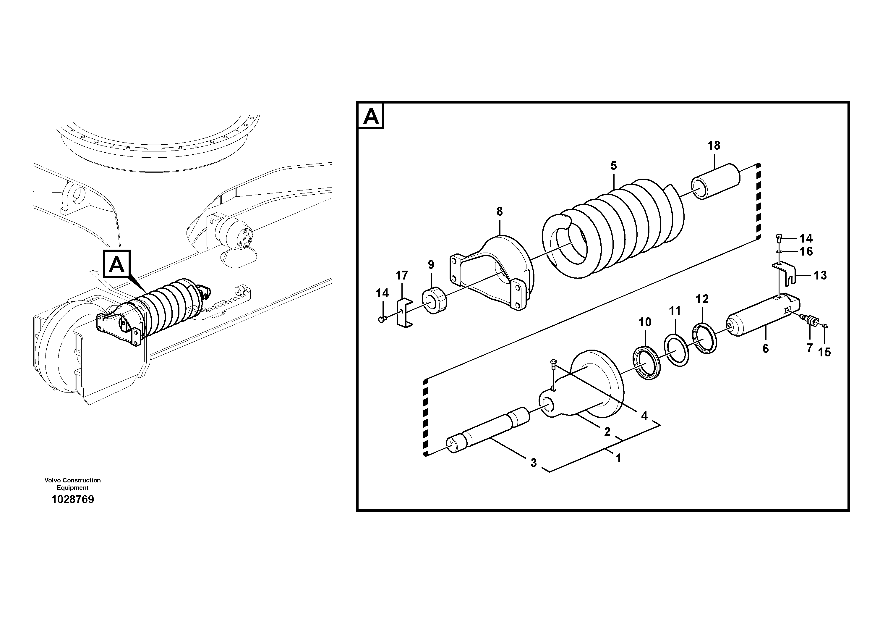 Схема запчастей Volvo ECR235C - 74986 Undercarriage, spring package ECR235C