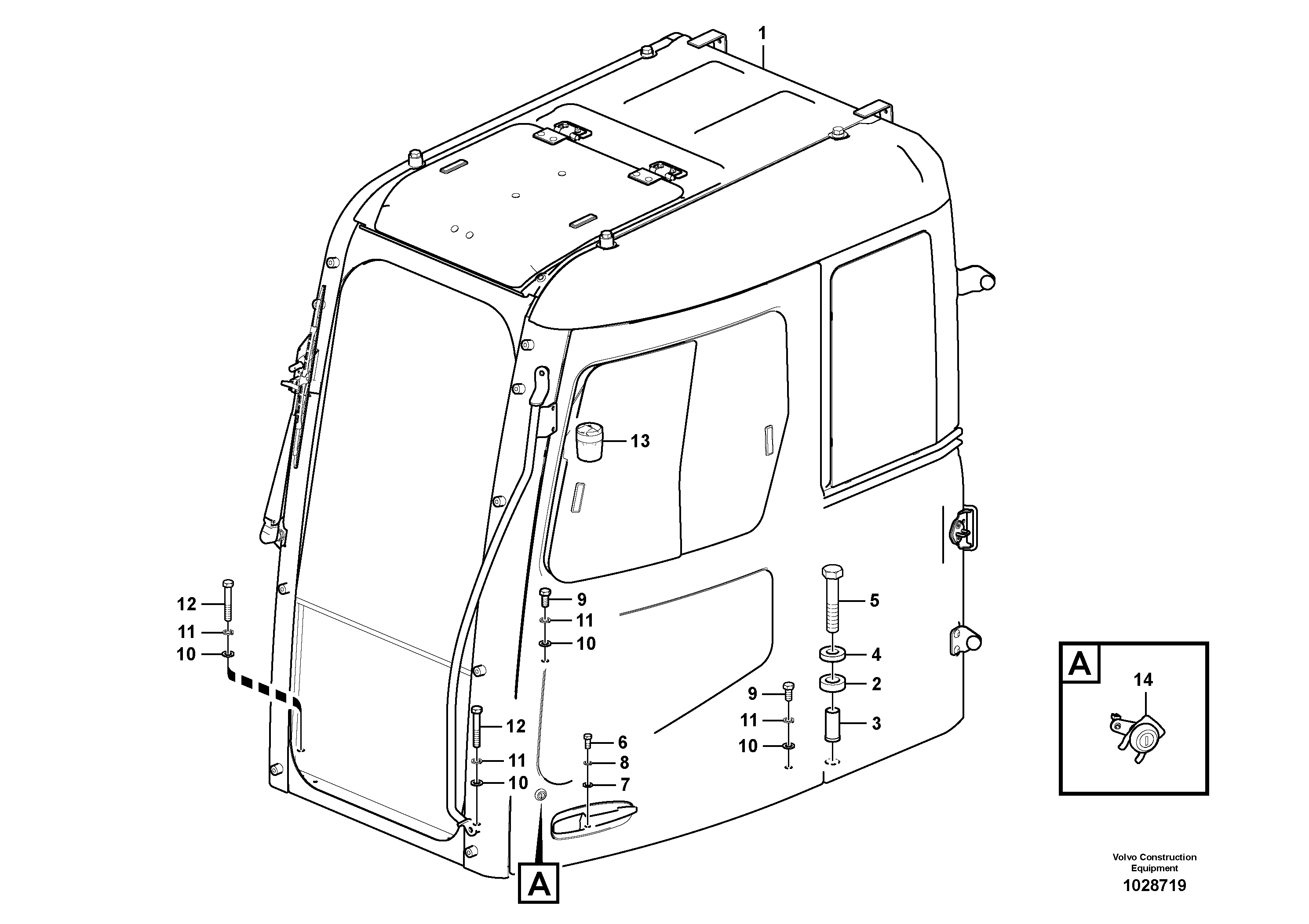 Схема запчастей Volvo ECR235C - 32141 Cab mount ECR235C