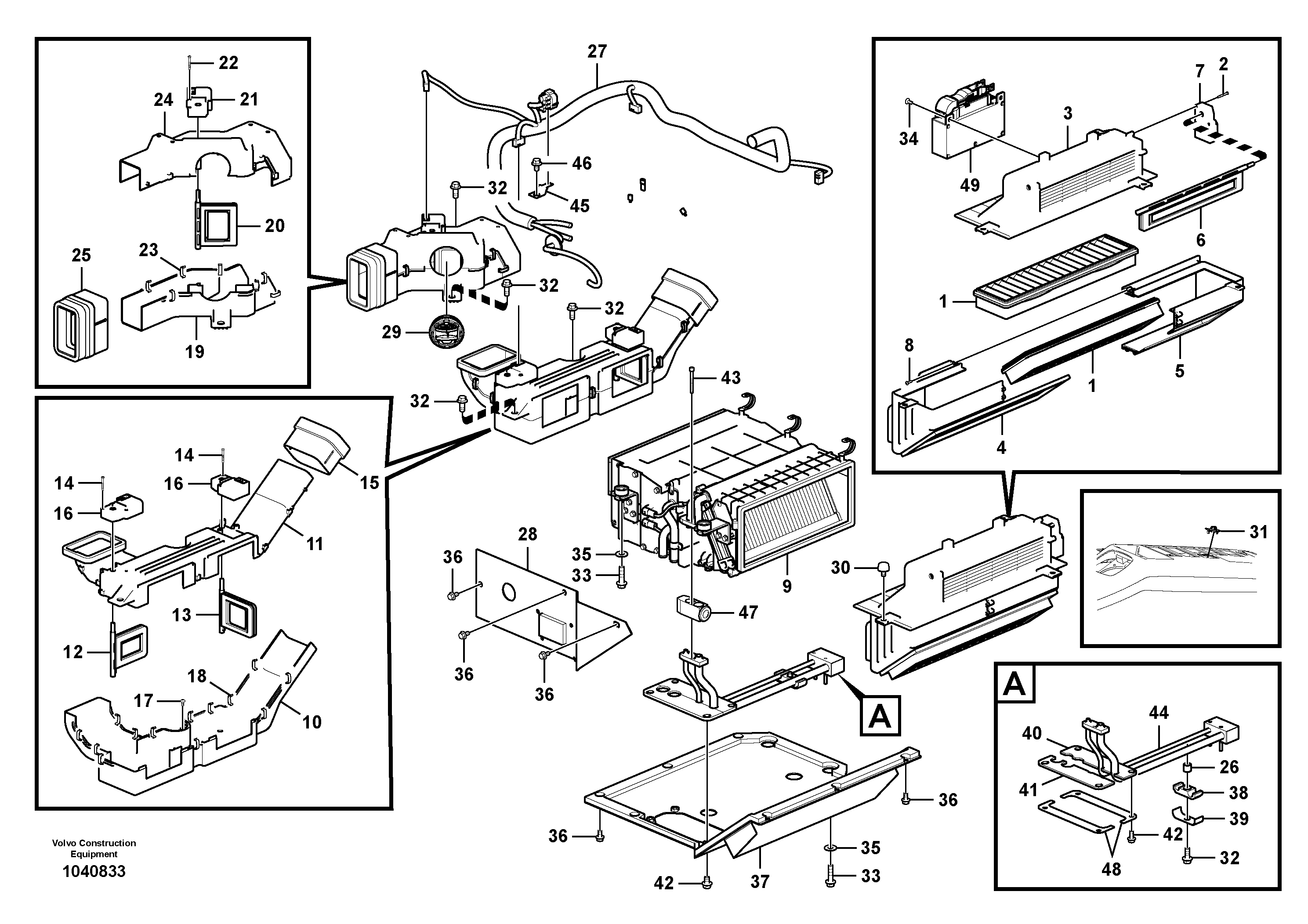 Схема запчастей Volvo ECR235C - 92251 Air duct in cabin and cabin floor ECR235C