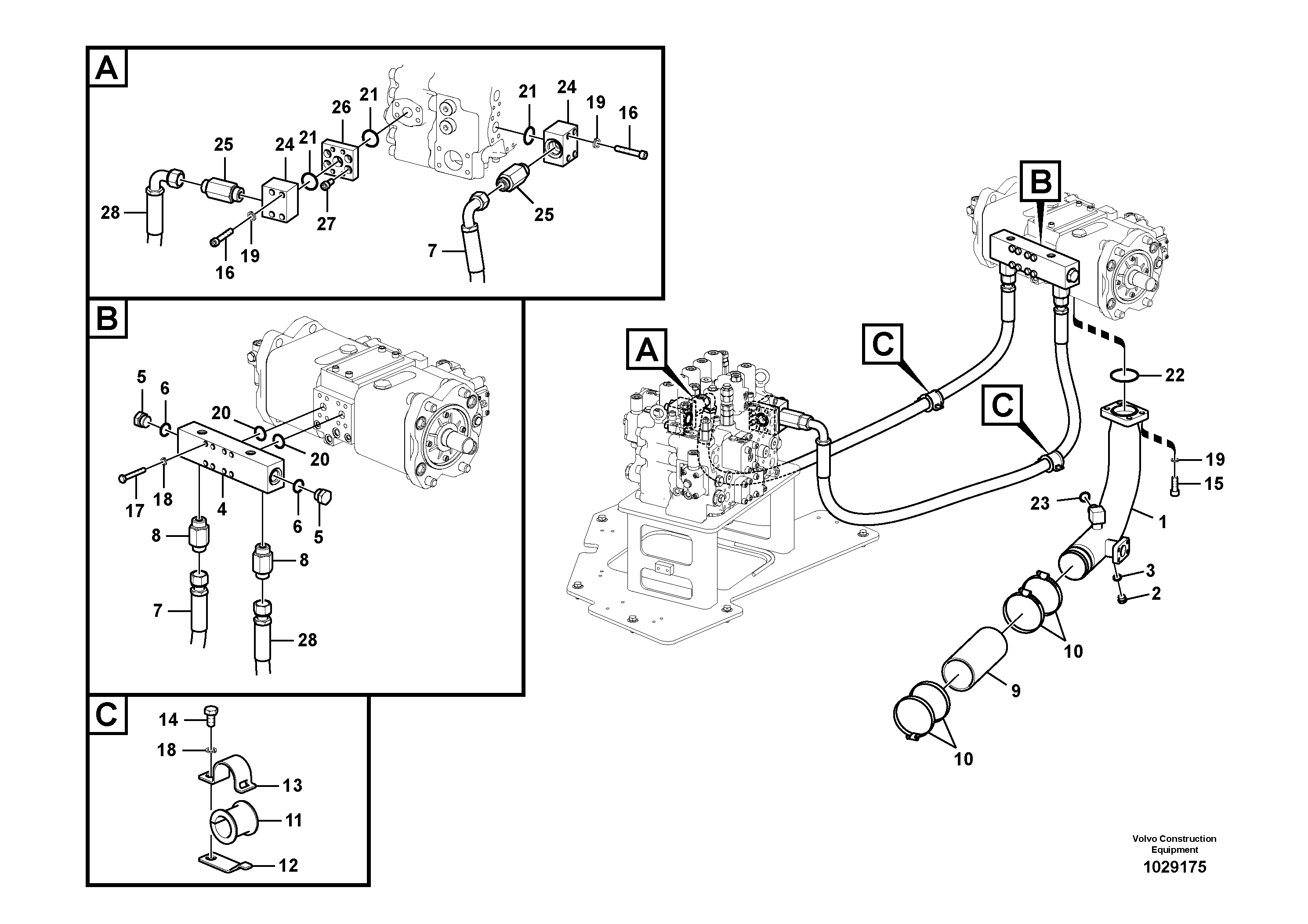Схема запчастей Volvo ECR235C - 38392 Hydraulic system, hydraulic tank to hydraulic pump ECR235C