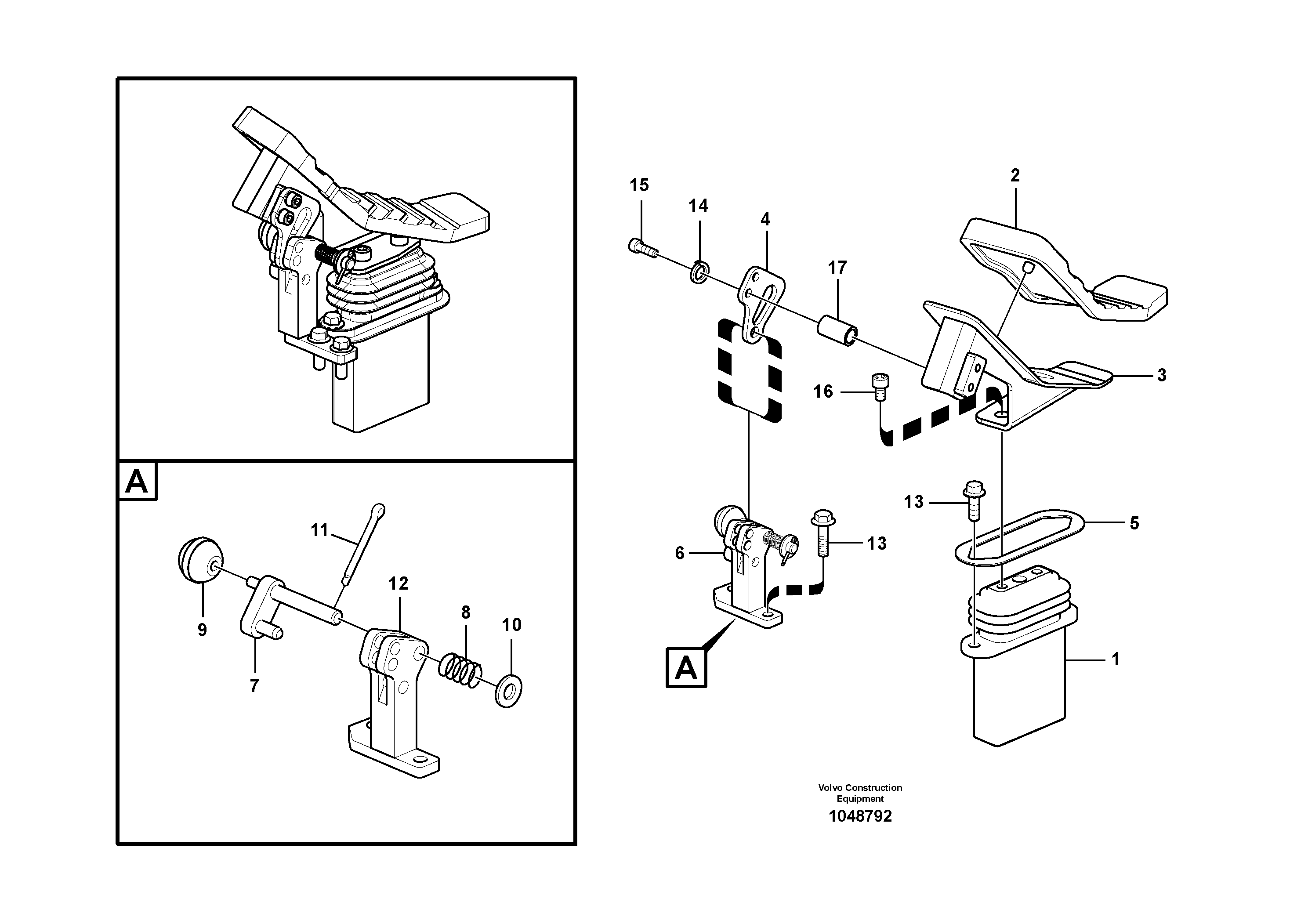 Схема запчастей Volvo ECR235C - 15743 Working hydraulic, remote control valve pedal for hammer and shear ECR235C