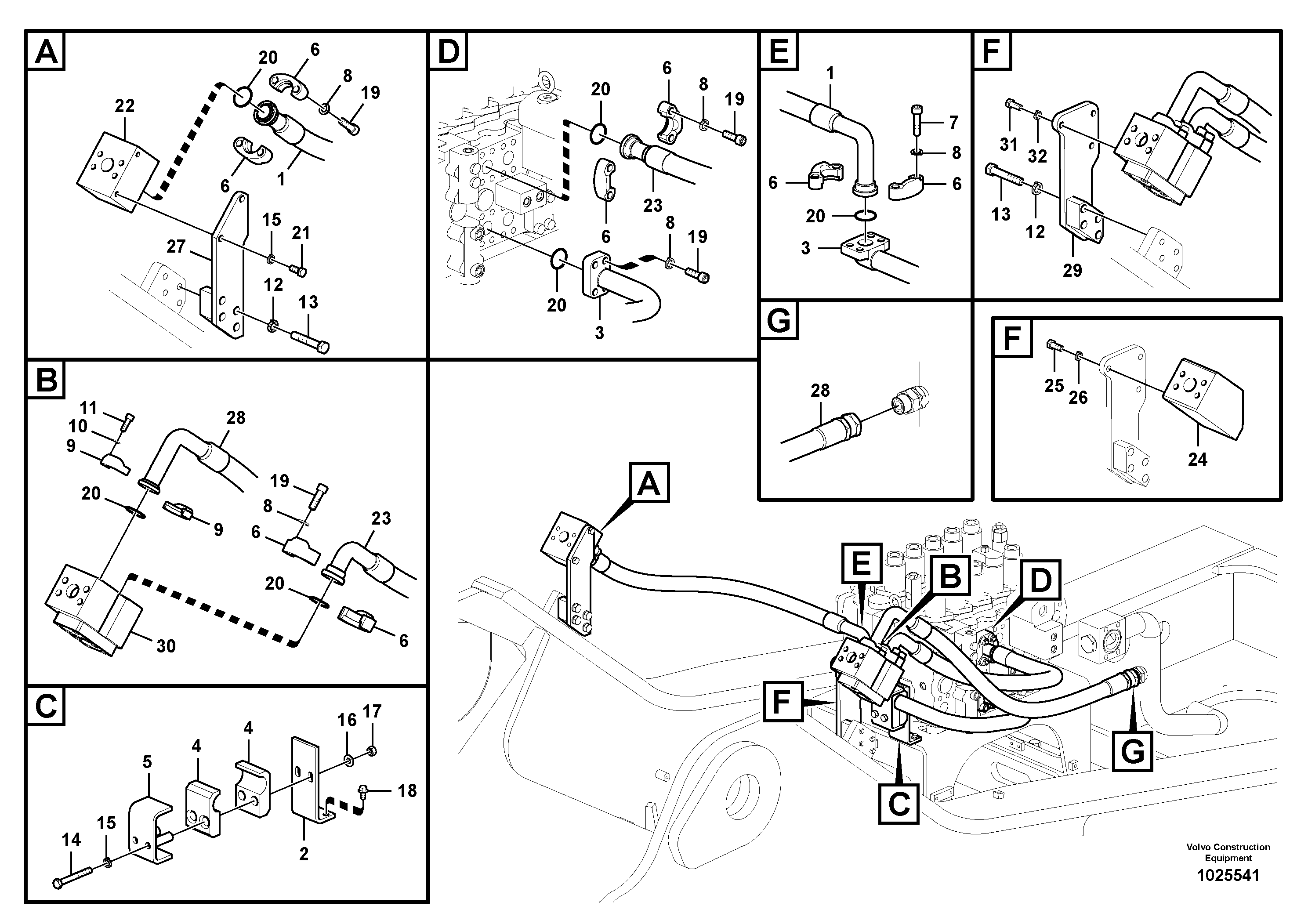 Схема запчастей Volvo EC700C - 28418 Working hydraulic, hammer and shear for upper EC700C