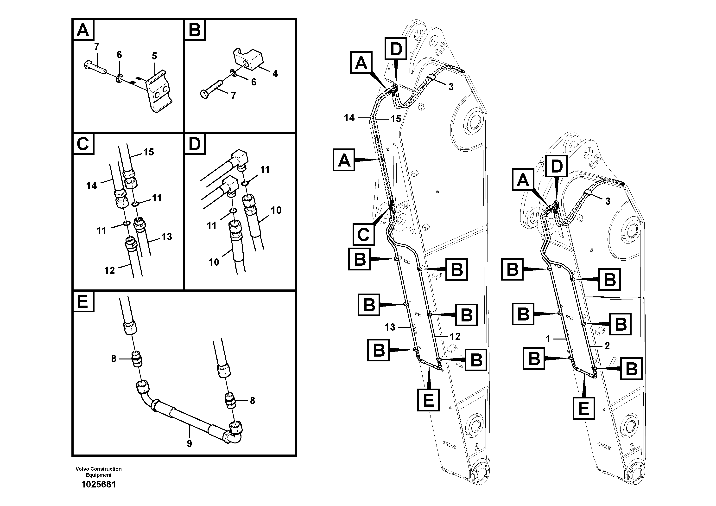 Схема запчастей Volvo EC700C - 9072 Working hydraulic, slope and rotator on dipper arm EC700C
