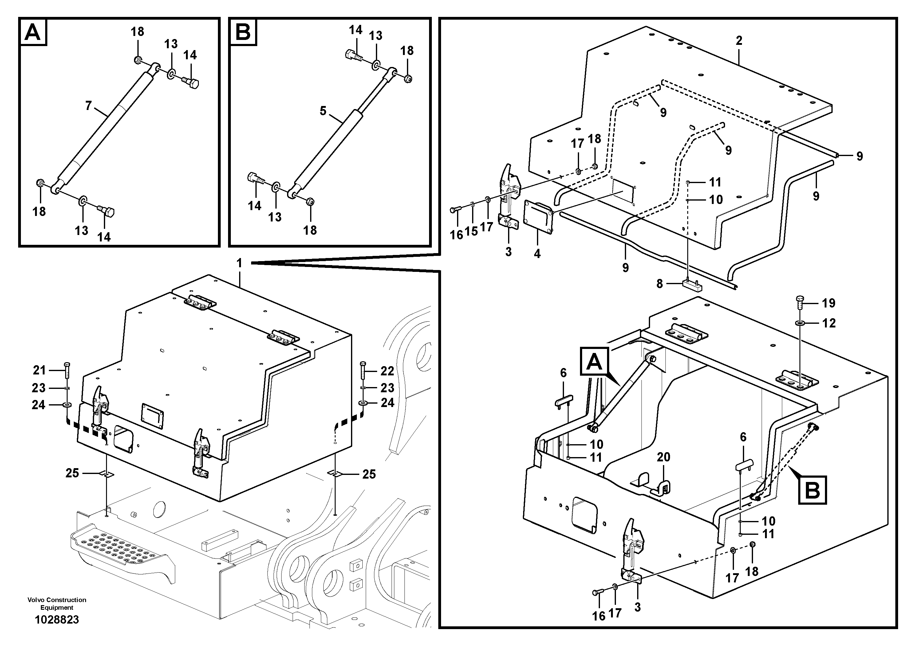 Схема запчастей Volvo EC700C - 34510 Tool box, cowl EC700C