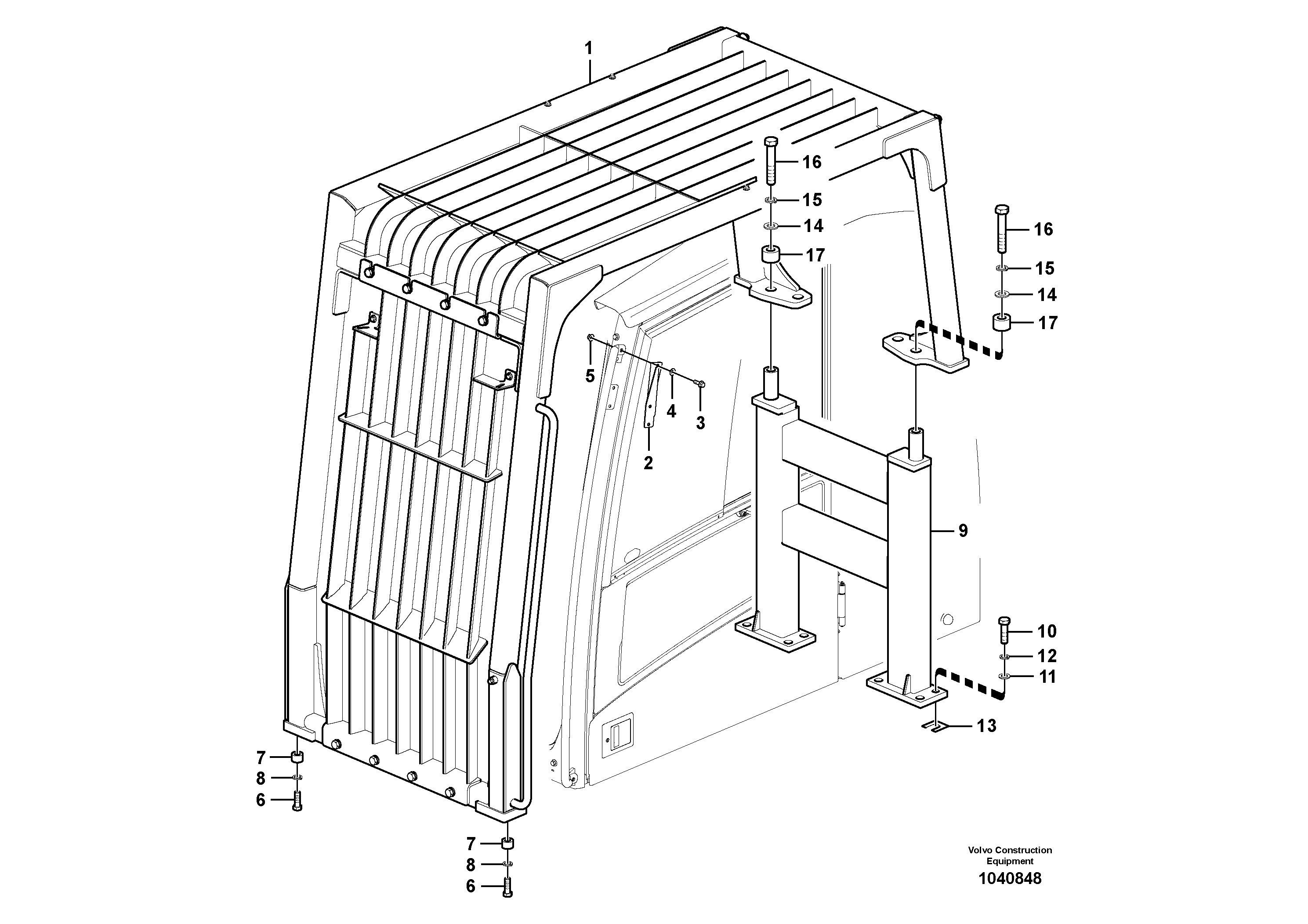 Схема запчастей Volvo EC700C - 98054 Falling object guards EC700C