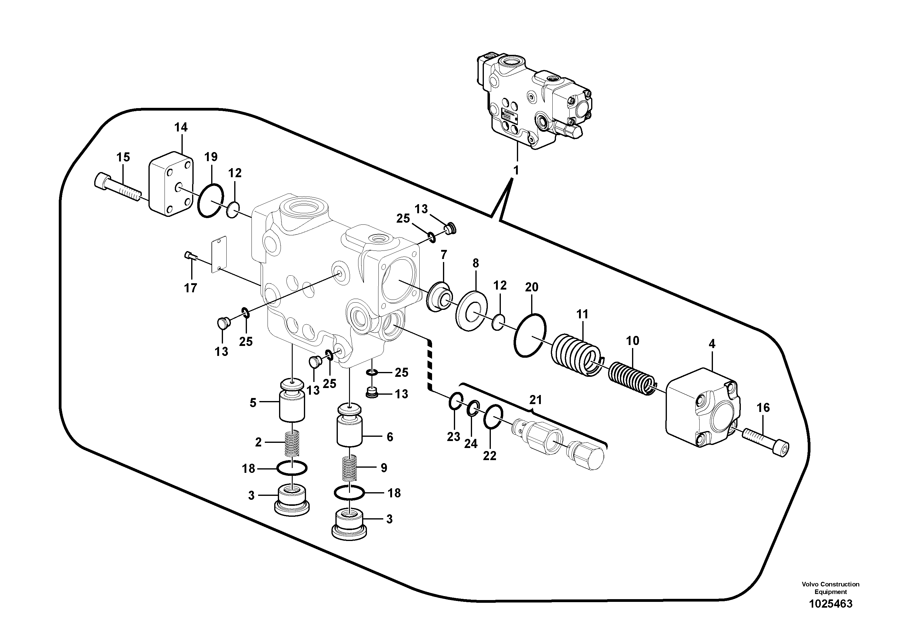 Схема запчастей Volvo EC140C - 56140 Working hydraulic, dipper arm rupture valve mount EC140C