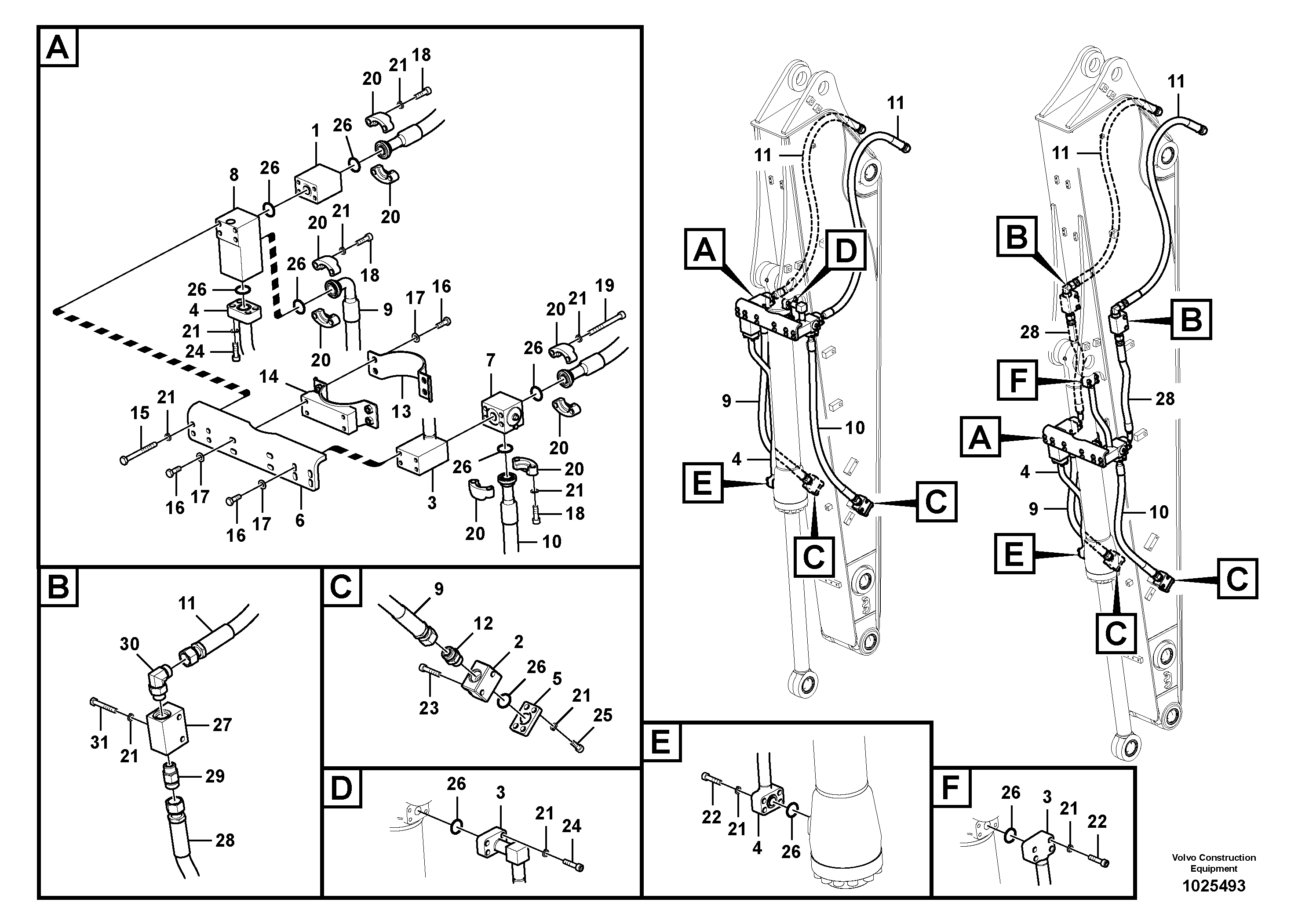 Схема запчастей Volvo EC140C - 59102 Working hydraulic, clamshell EC140C