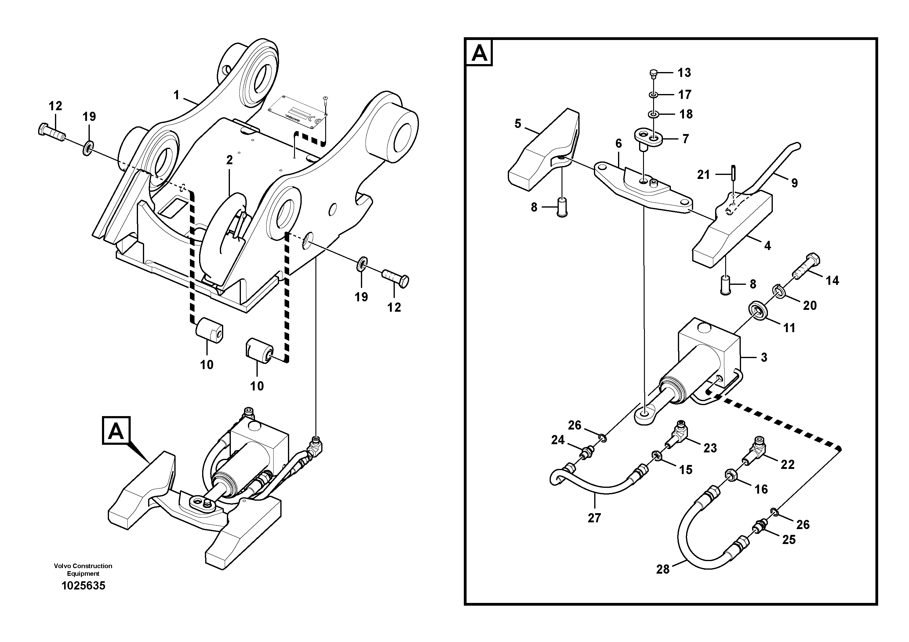 Схема запчастей Volvo EC140C - 102332 Attachment bracket, quickfit EC140C