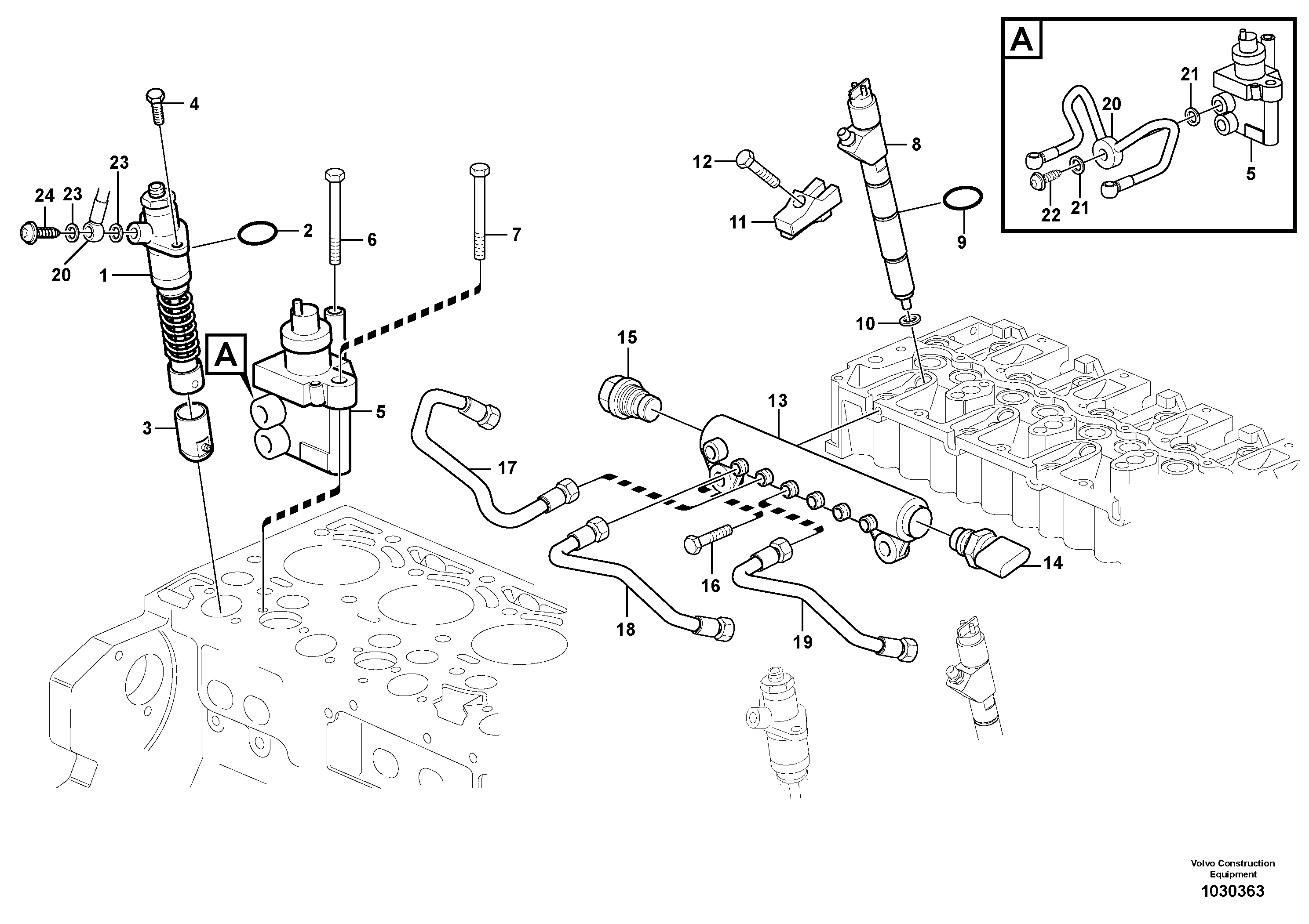 Схема запчастей Volvo EC140C - 47418 Delivery pipe - injector EC140C