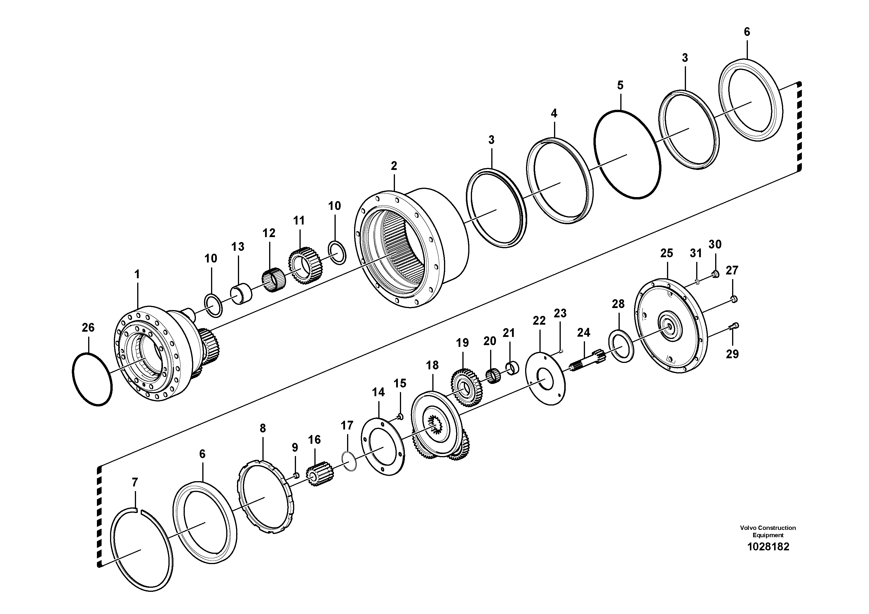 Схема запчастей Volvo EC140C - 56027 Travel gearbox EC140C