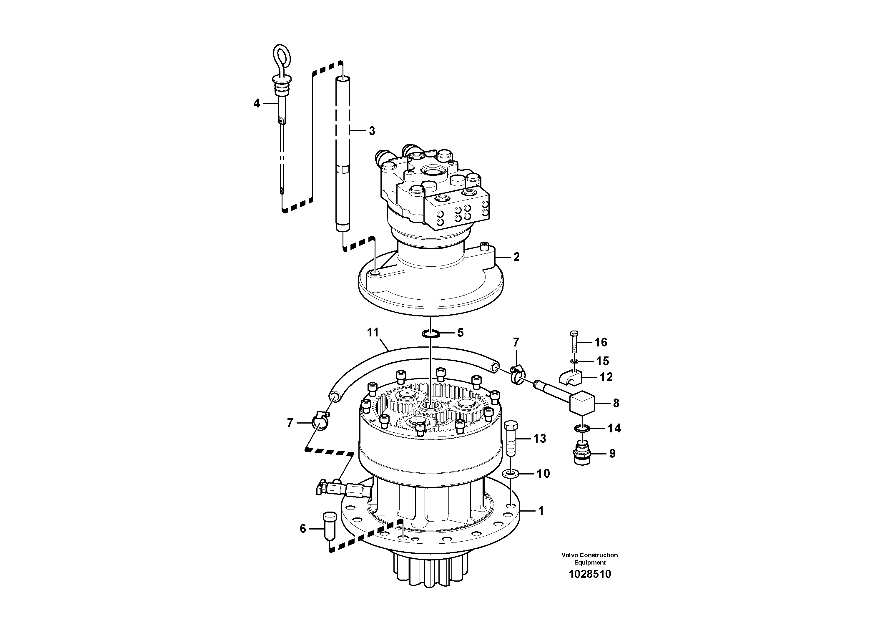 Схема запчастей Volvo EC140C - 72247 Swing motor with mounting parts EC140C