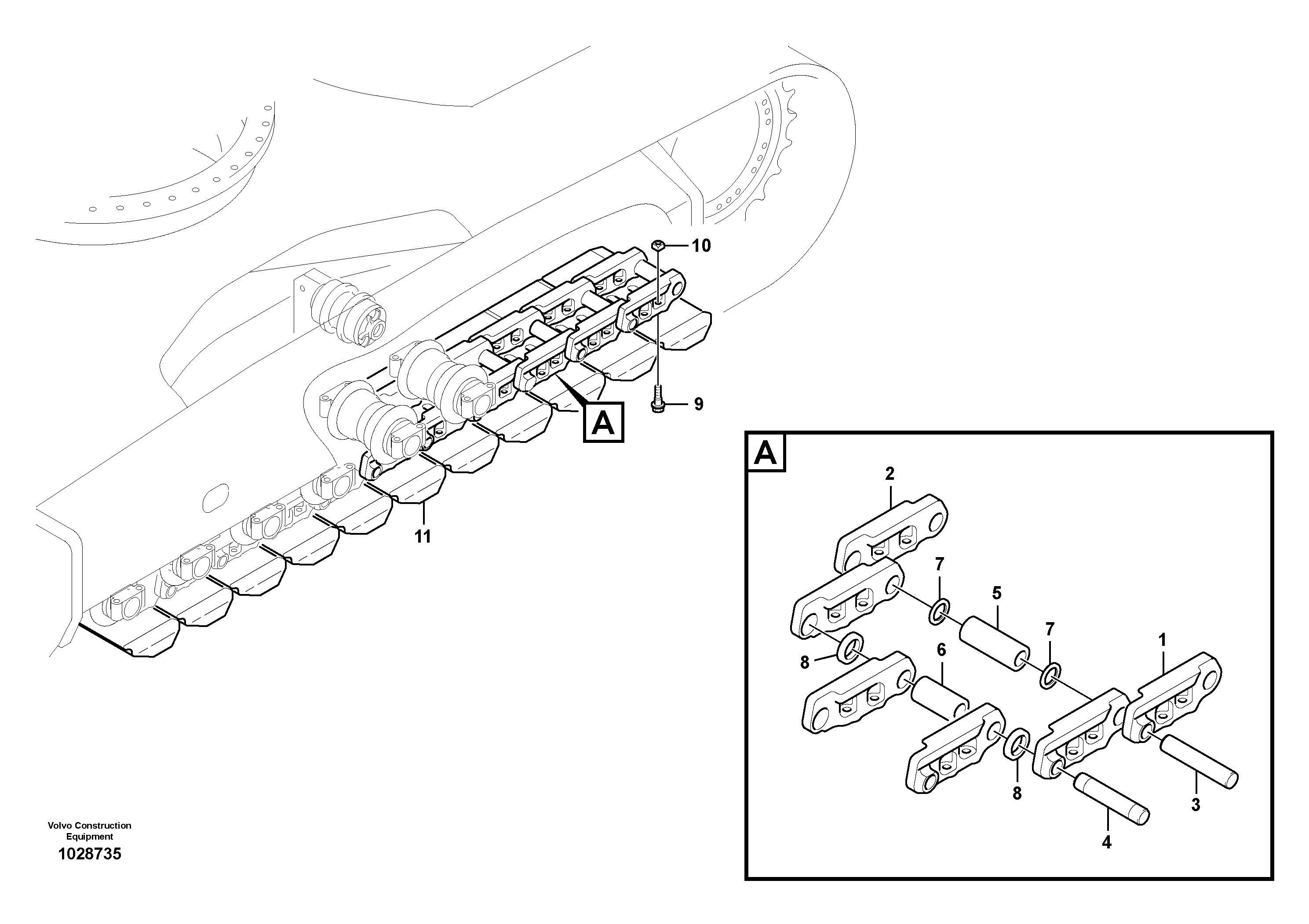 Схема запчастей Volvo EC140C - 75638 Гусеничная цепь EC140C