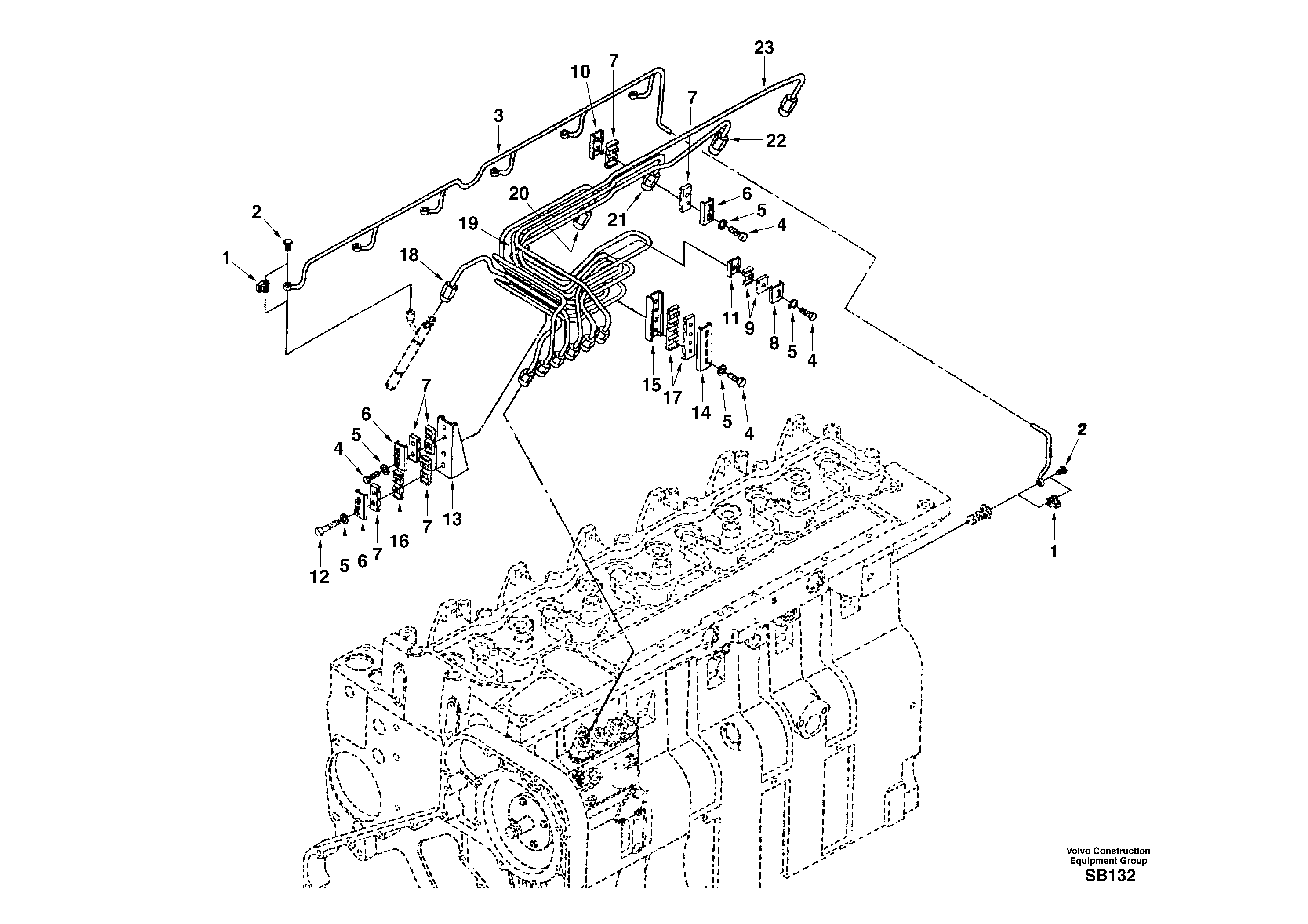 Схема запчастей Volvo EC240 - 32998 Fuel pipes-injector 