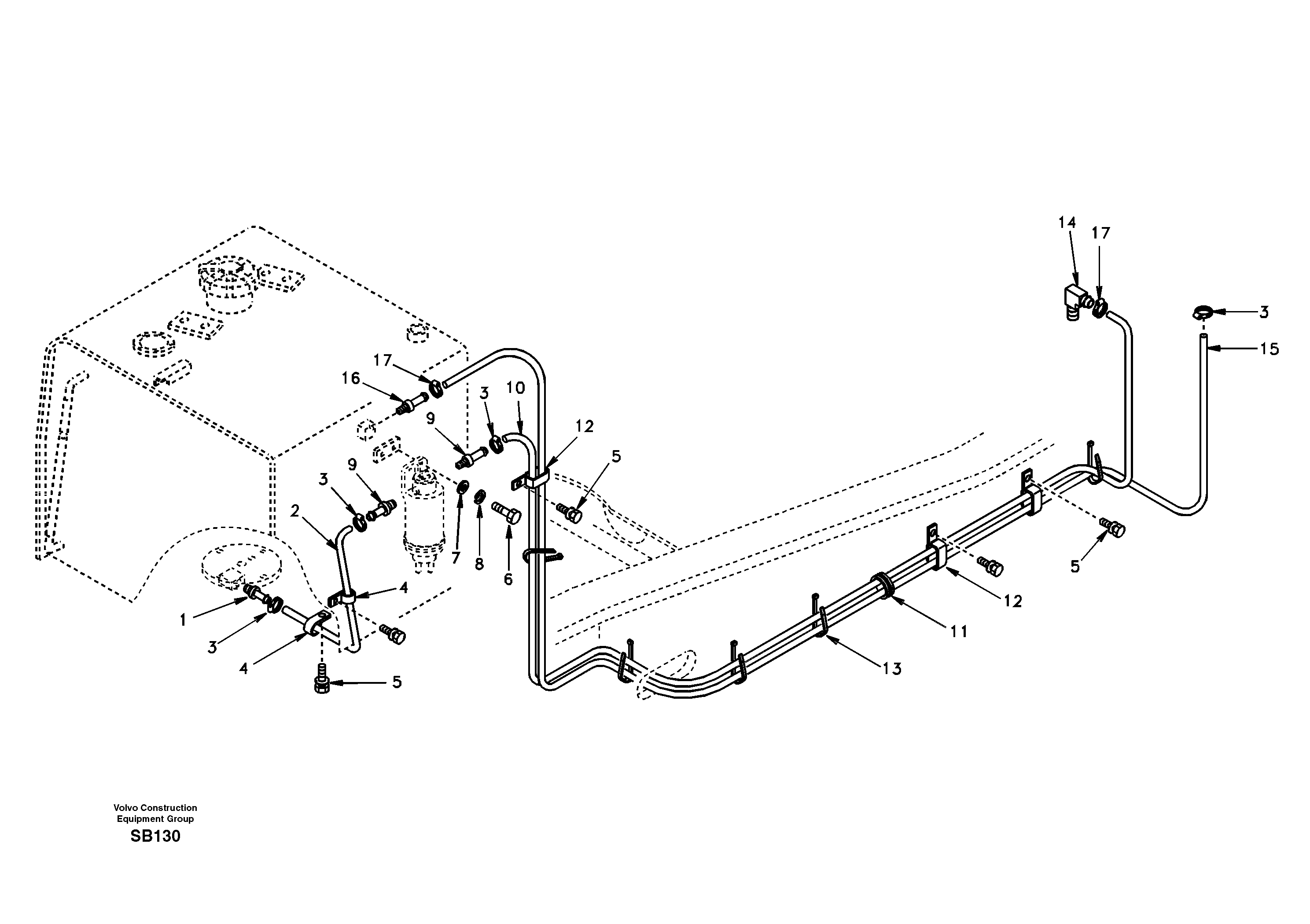 Схема запчастей Volvo EC240 - 33501 Fuel pipe - Fuel tank 