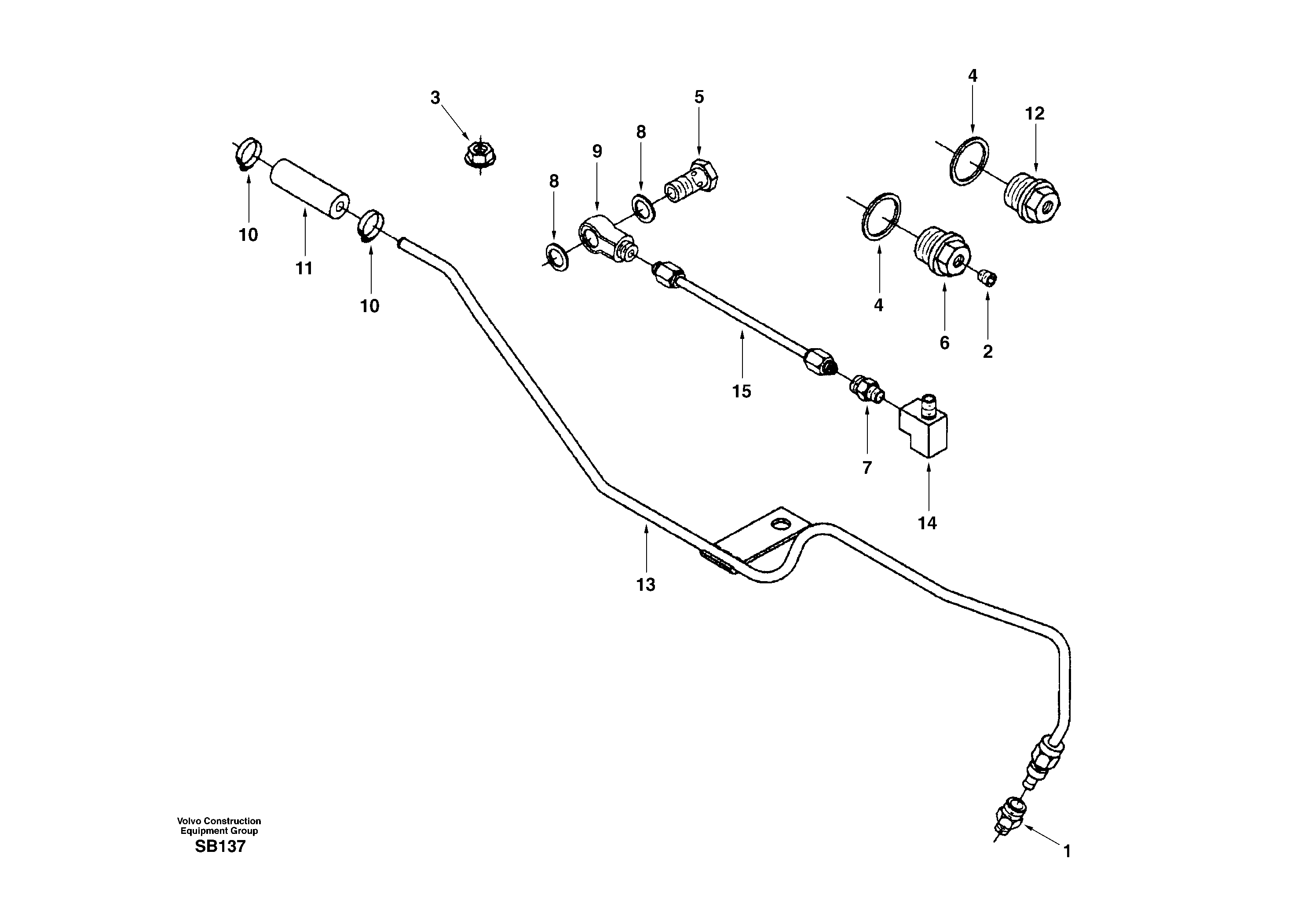 Схема запчастей Volvo EC240 - 18415 Air fuel control, plumbing 