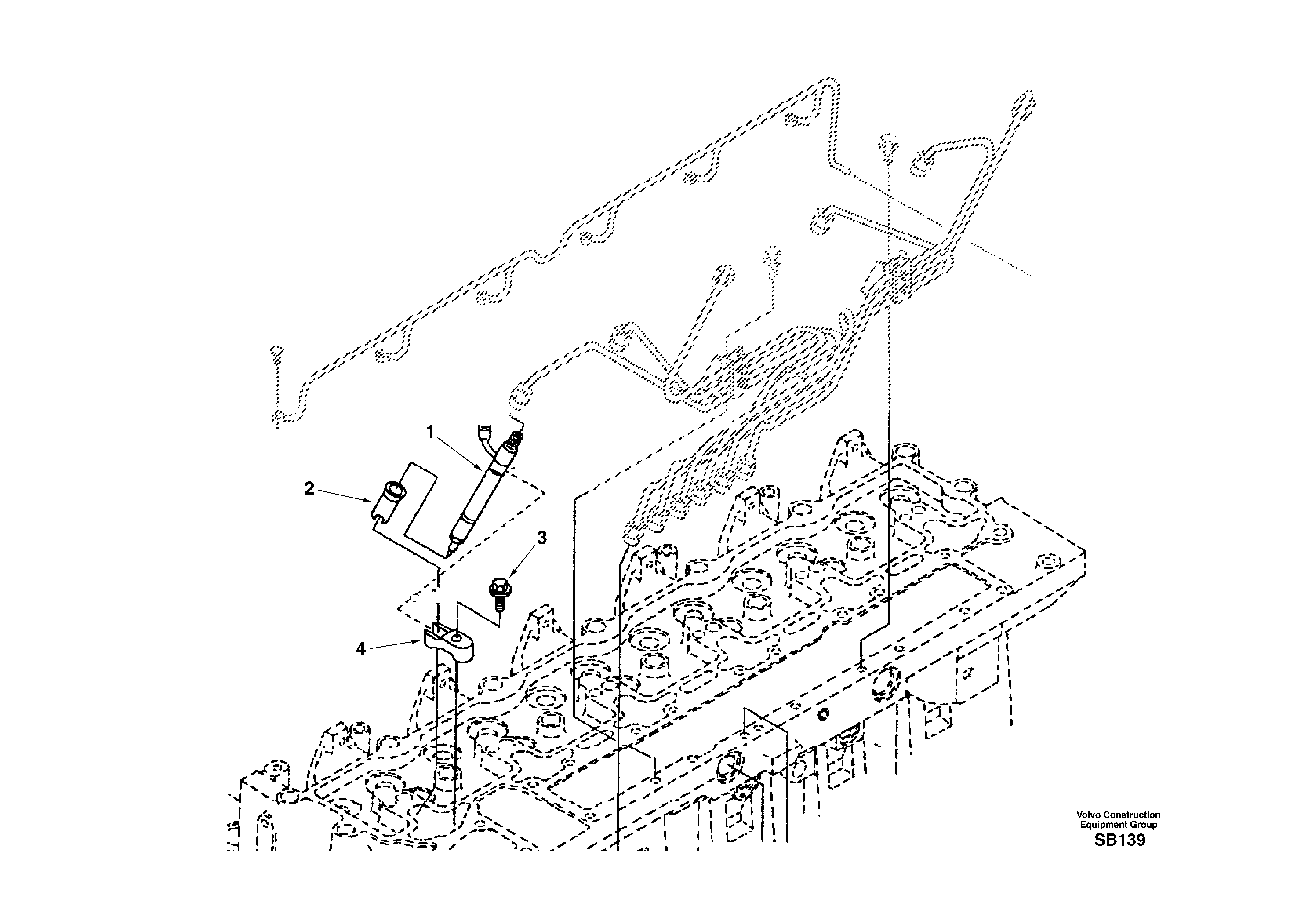 Схема запчастей Volvo EC240 - 19542 Форсунка топливная (инжектор) 