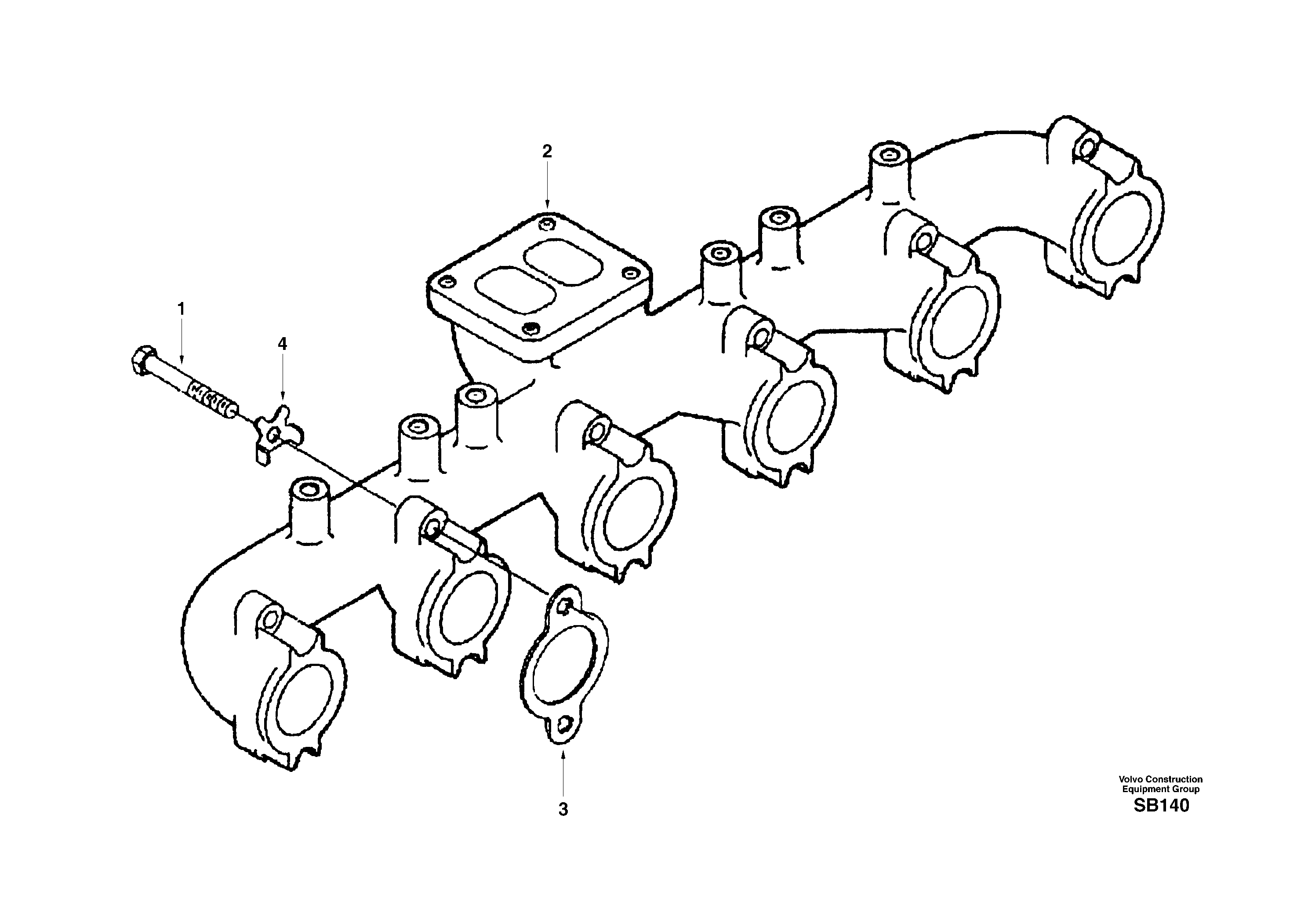 Схема запчастей Volvo EC240 - 18417 Коллектор (труба) выпускной 