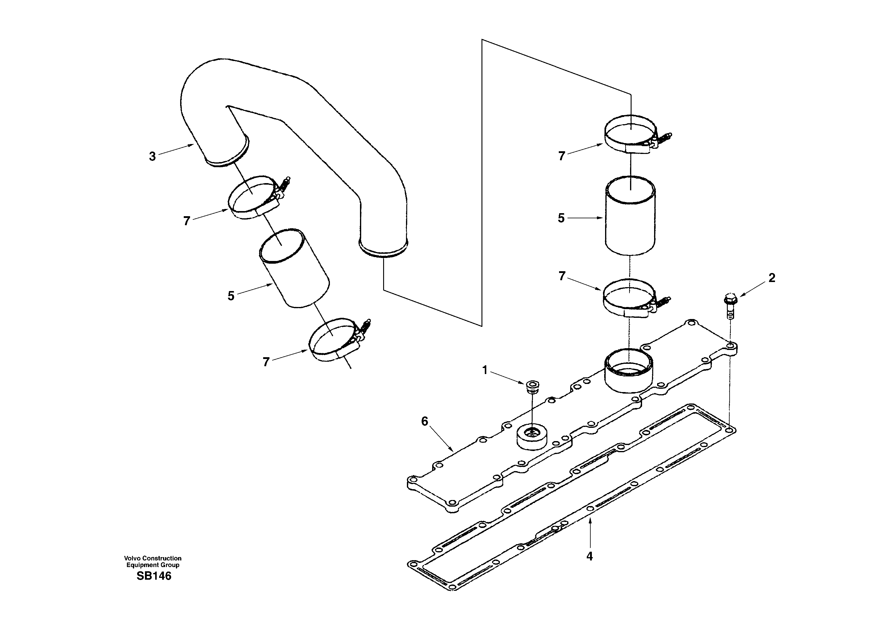 Схема запчастей Volvo EC240 - 40645 Charge air cooler, plumbing 