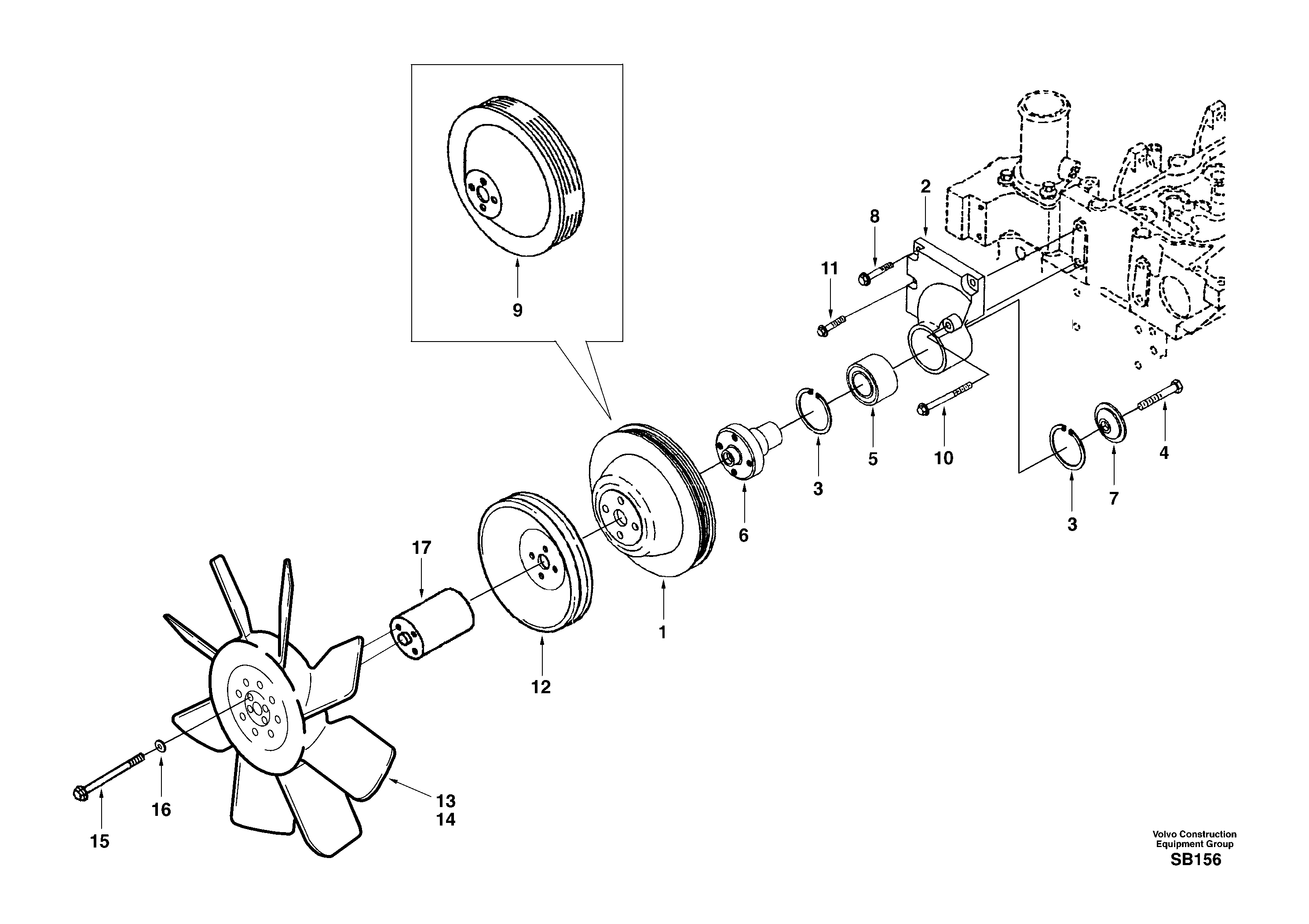 Схема запчастей Volvo EC240 - 13626 Fan drive 