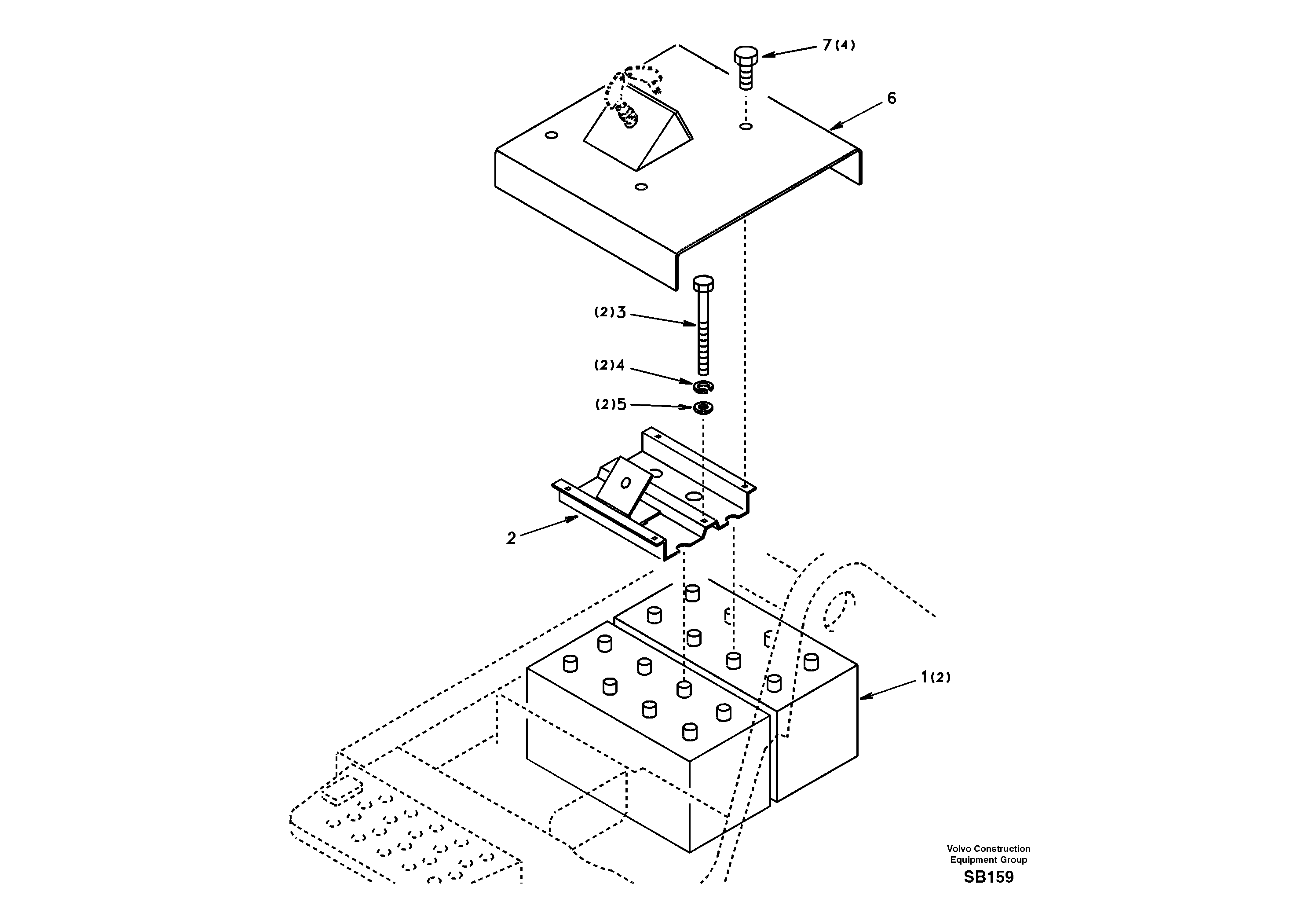 Схема запчастей Volvo EC240 - 40917 Battery with assembling details 