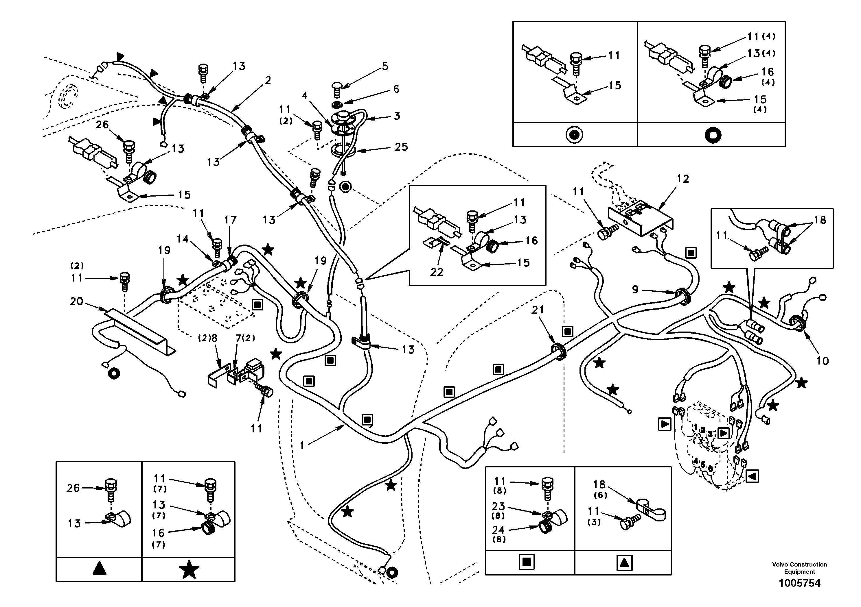 Схема запчастей Volvo EC240 - 34374 Cable and wire harness, main 