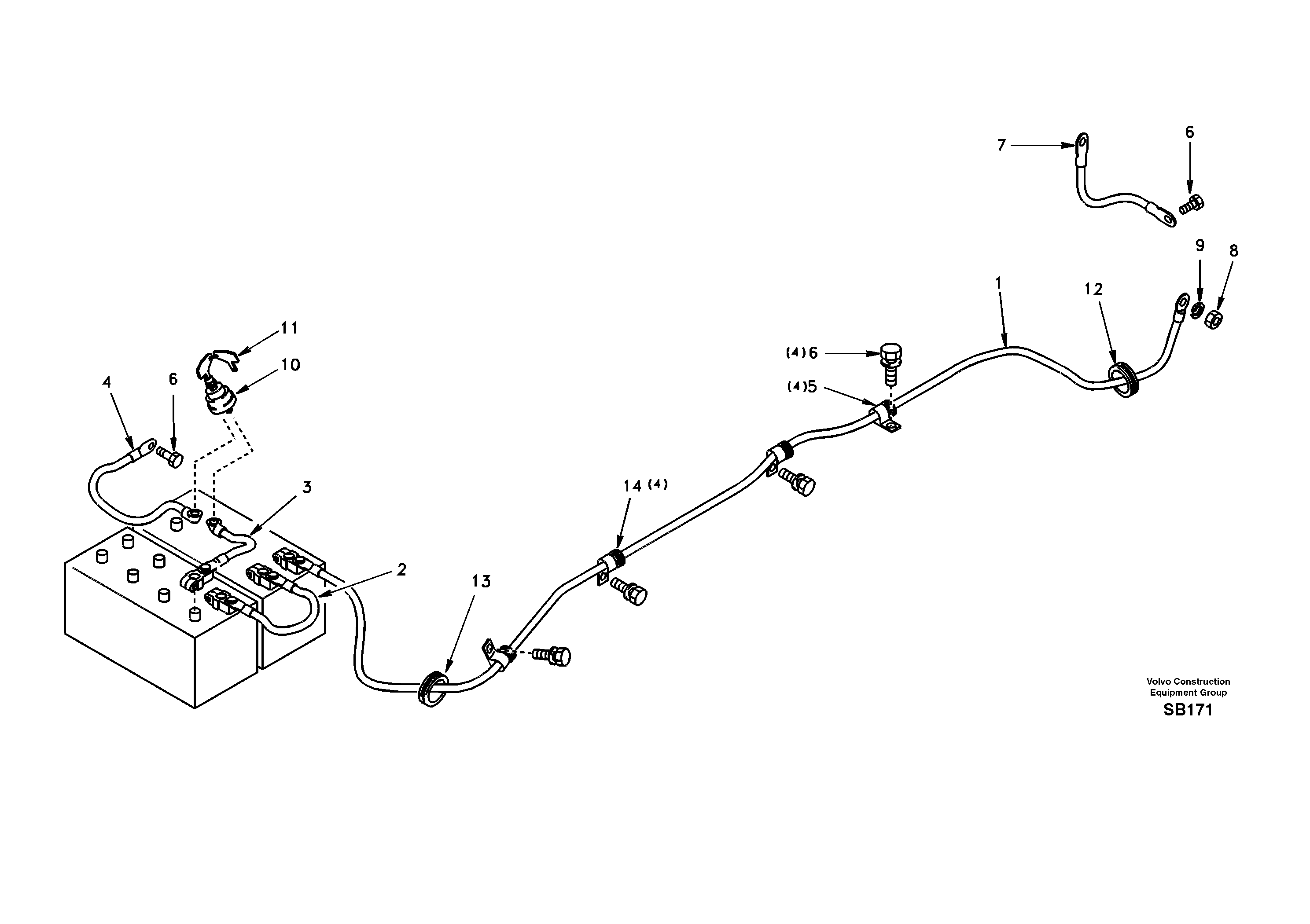 Схема запчастей Volvo EC240 - 5705 Cables, battery 