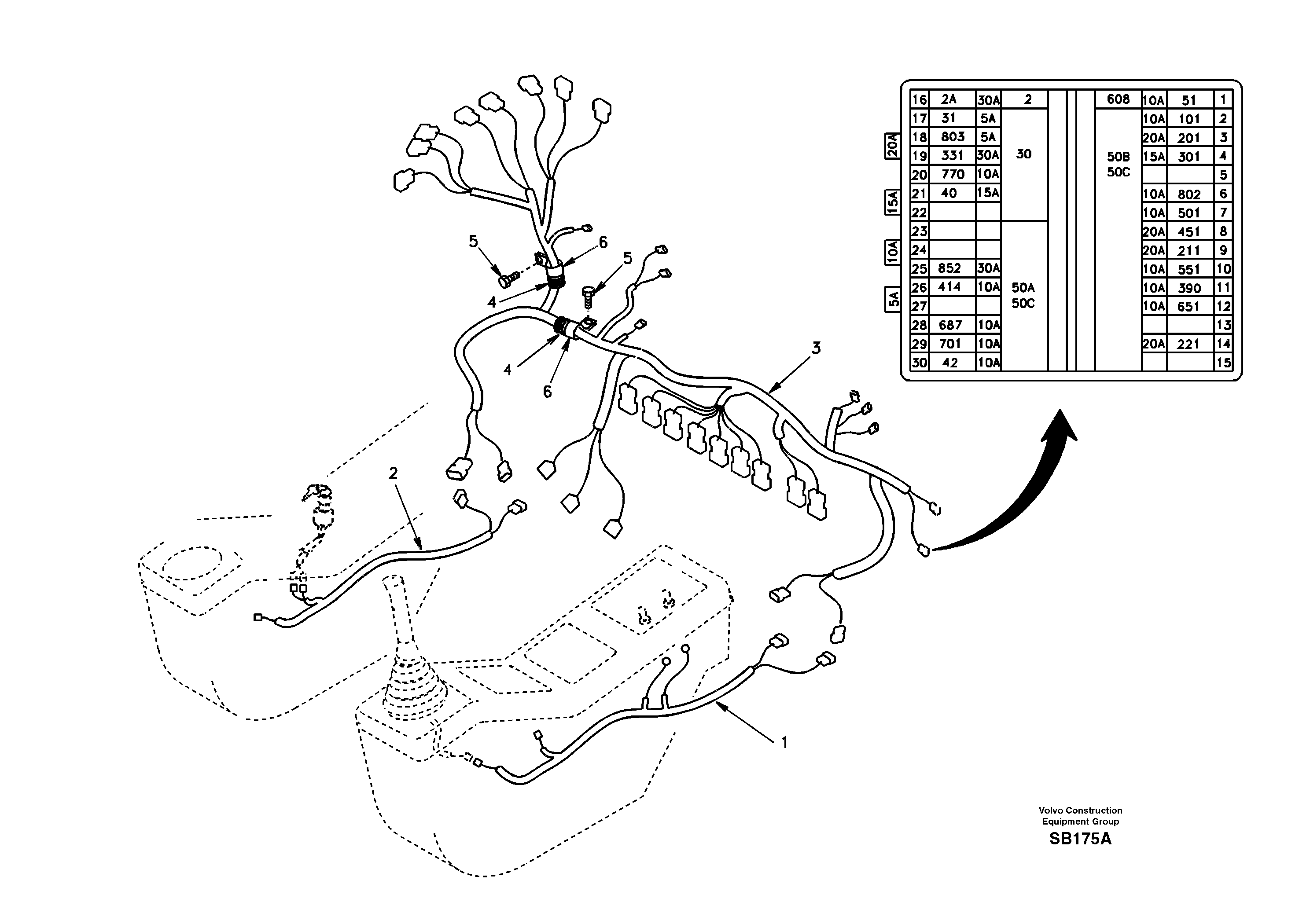 Схема запчастей Volvo EC240 - 91594 Cable and wire harness, instrument panel 