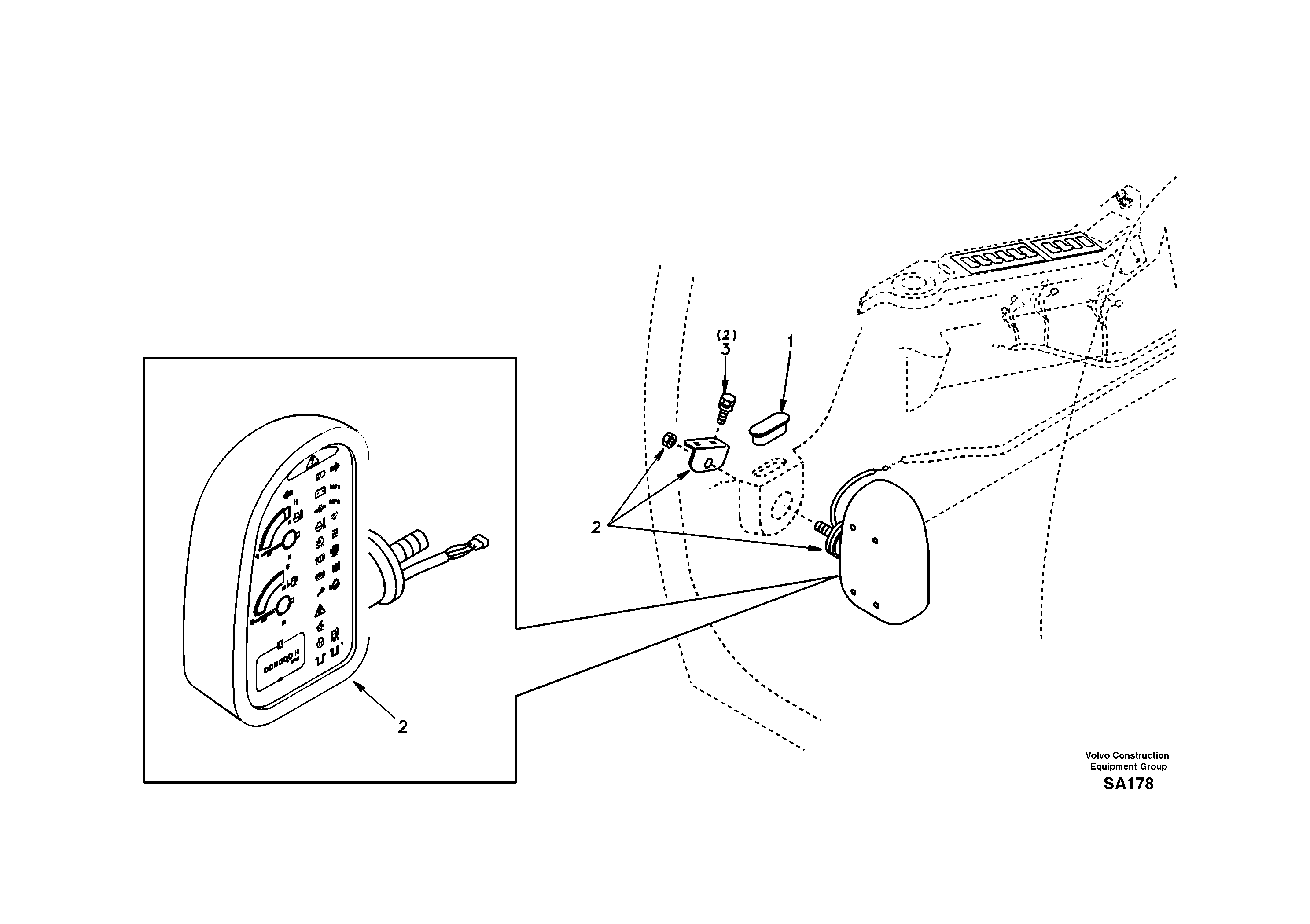 Схема запчастей Volvo EC240 - 18169 Instrument panel, warning unit and information unit 