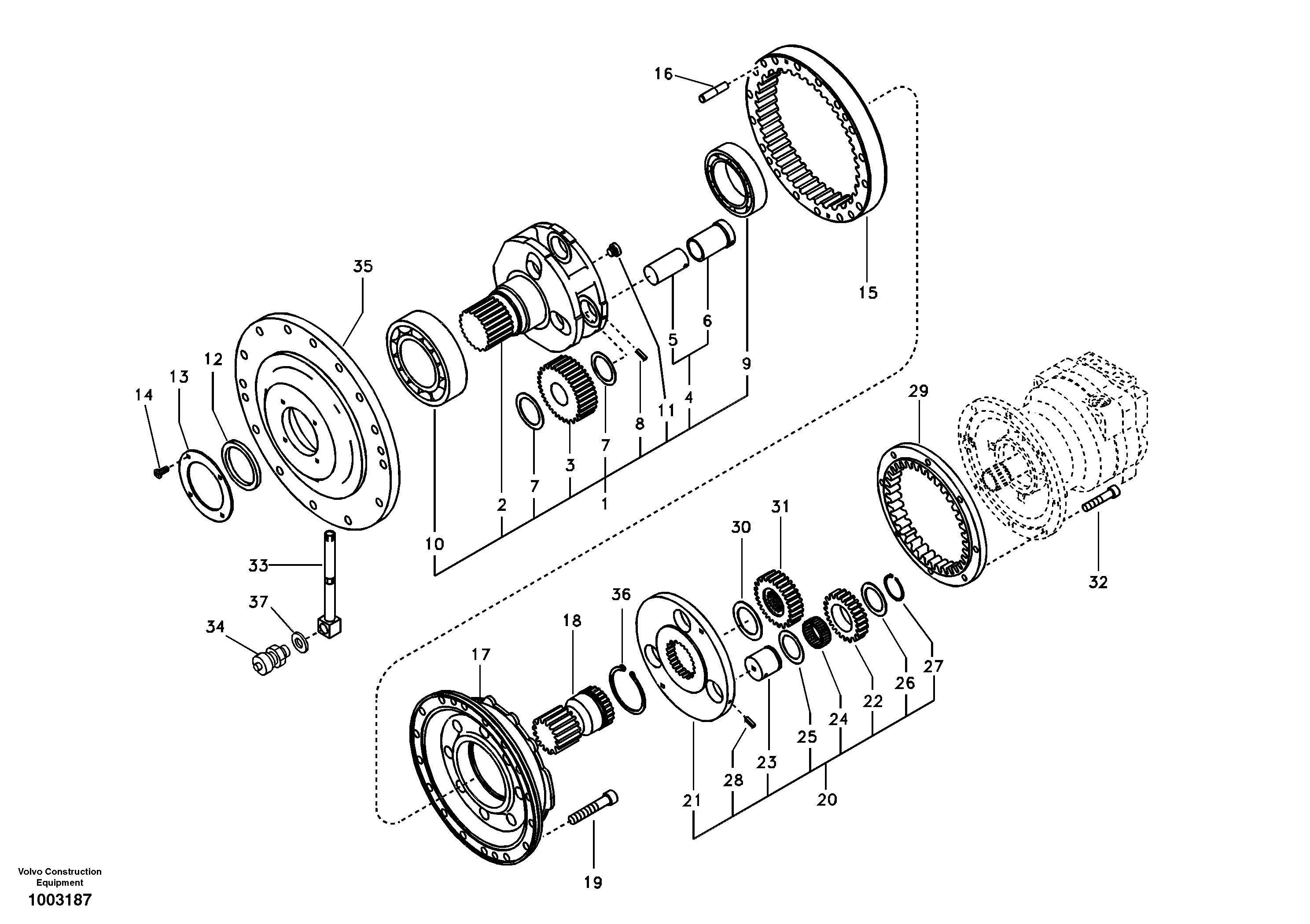 Схема запчастей Volvo EC240 - 106458 Swing gearbox 