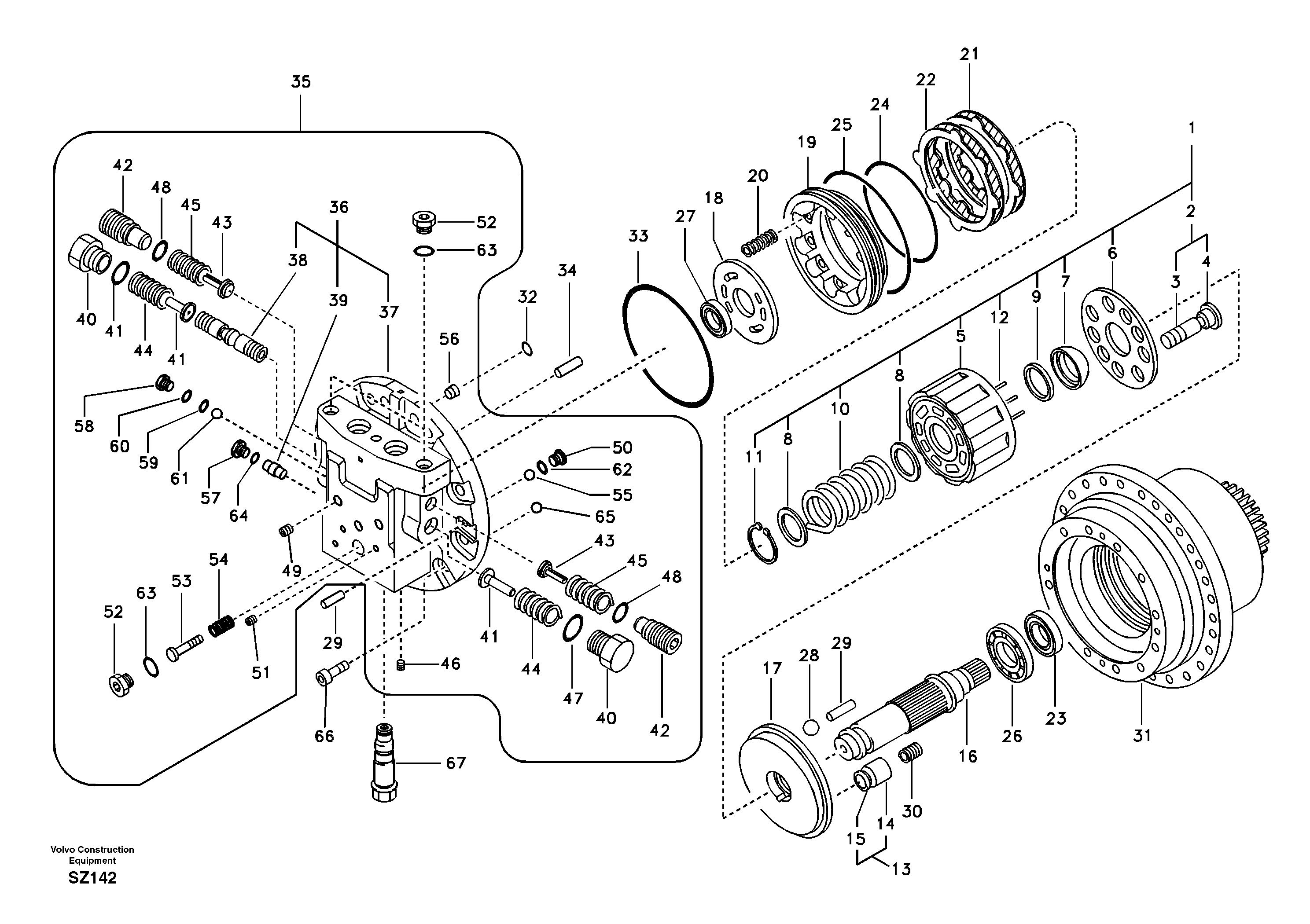 Схема запчастей Volvo EC240 - 98899 Гидромотор хода 